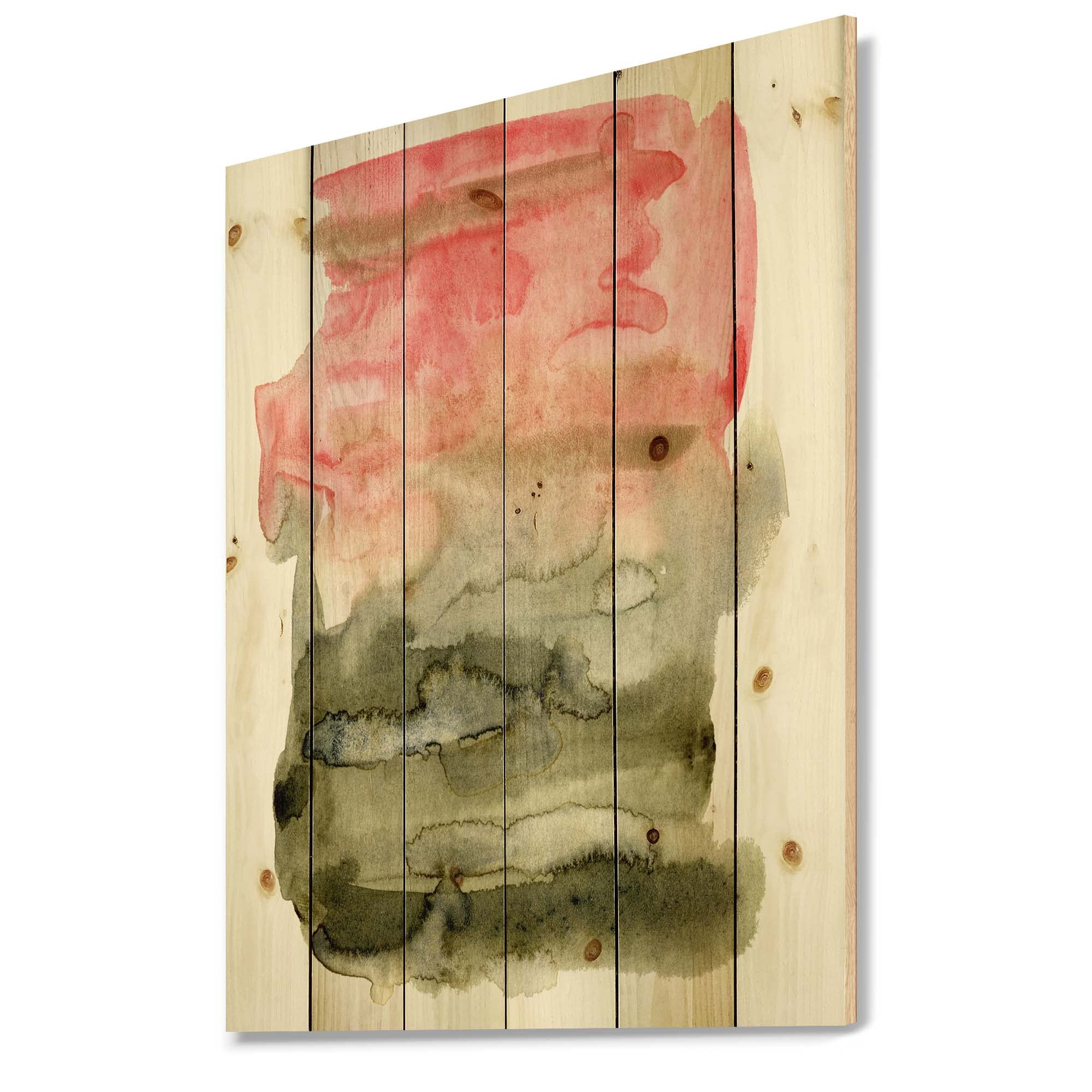 Abstract Clouds Modern Wood Wall Art - Pink, Red & Green Contemporary Wood Wall Decor, Large Pine Wood Wall Panels - Perfect for Living Room, Bedroom & Office Decor