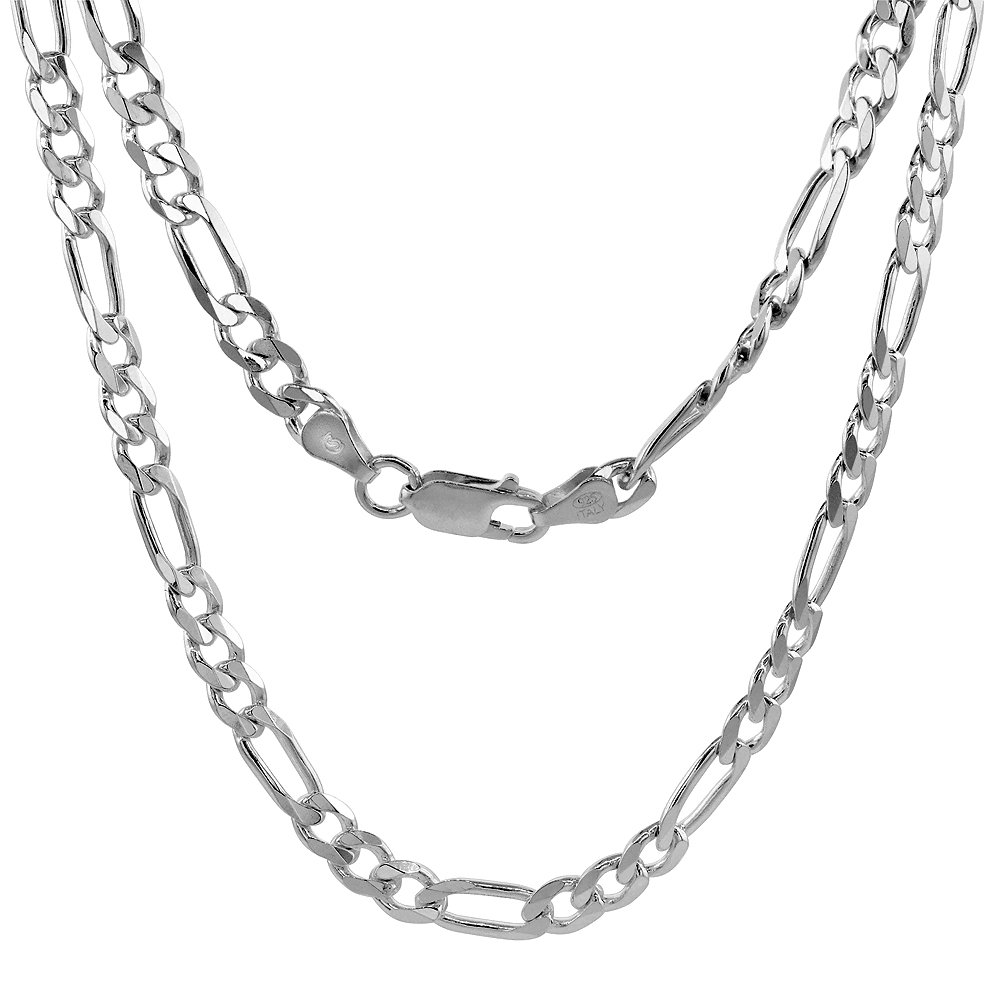 Sterling Silver 5.5mm Figaro Link Chain Necklace & Bracelet Set for Men and Women - Nickel Free Italian Crafted, 7-30 Inch Adjustable - Perfect for Gifts, Weddings, and Everyday Elegance