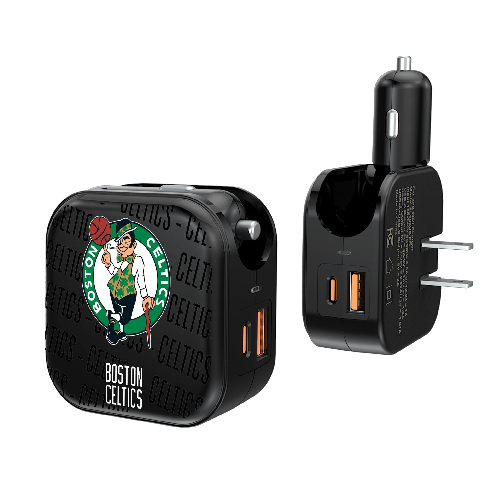 Boston Celtics 2-in-1 USB A/C Fast Charger with Team Logo - Perfect for Home, Office & Travel Charging Needs
