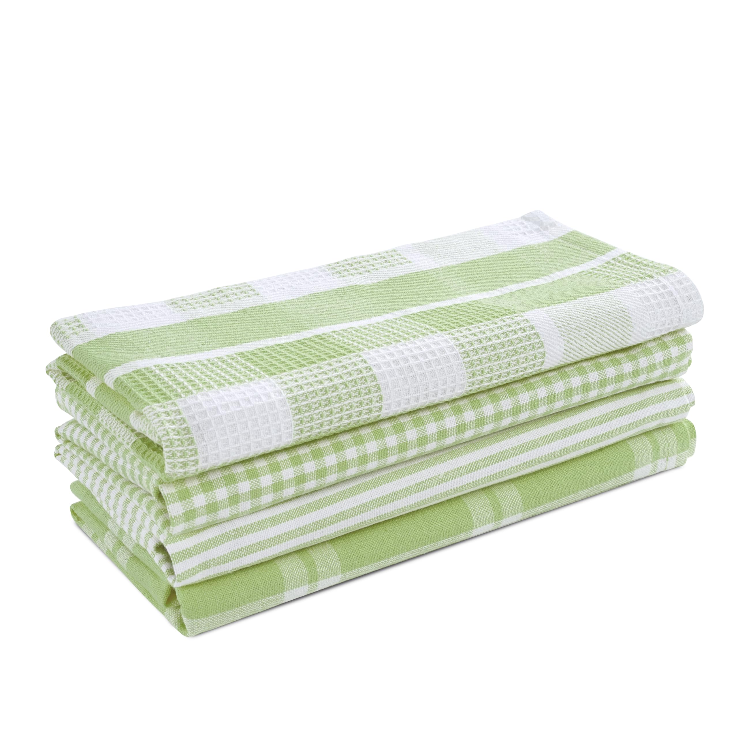 Premium 100% Cotton Kitchen Dish Cloths Set of 4 | Ultra Soft, Absorbent & Quick Drying Multiweave Dish Towels | 13x28 Inches | Sage Green | Perfect for Washing Dishes, Cleaning Countertops & Hand Drying