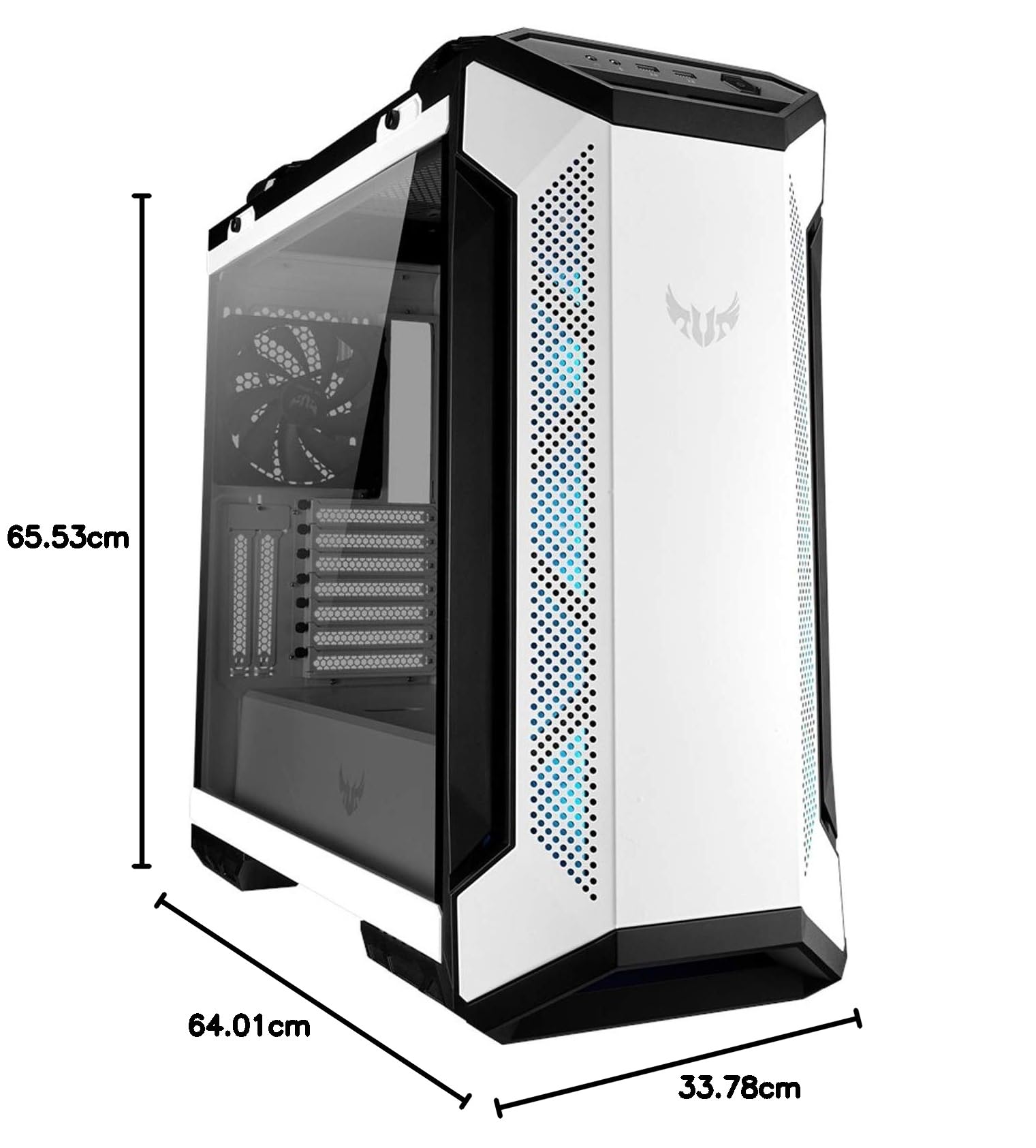 ASUS TUF Gaming GT501 White Mid-Tower PC Case - Supports EATX Motherboards, 2x USB 3.1 Ports, Tempered Glass Side Panel, 4 Pre-Installed Fans | Perfect for Gaming PC Builds, Streaming Setups & High-Performance Workstations