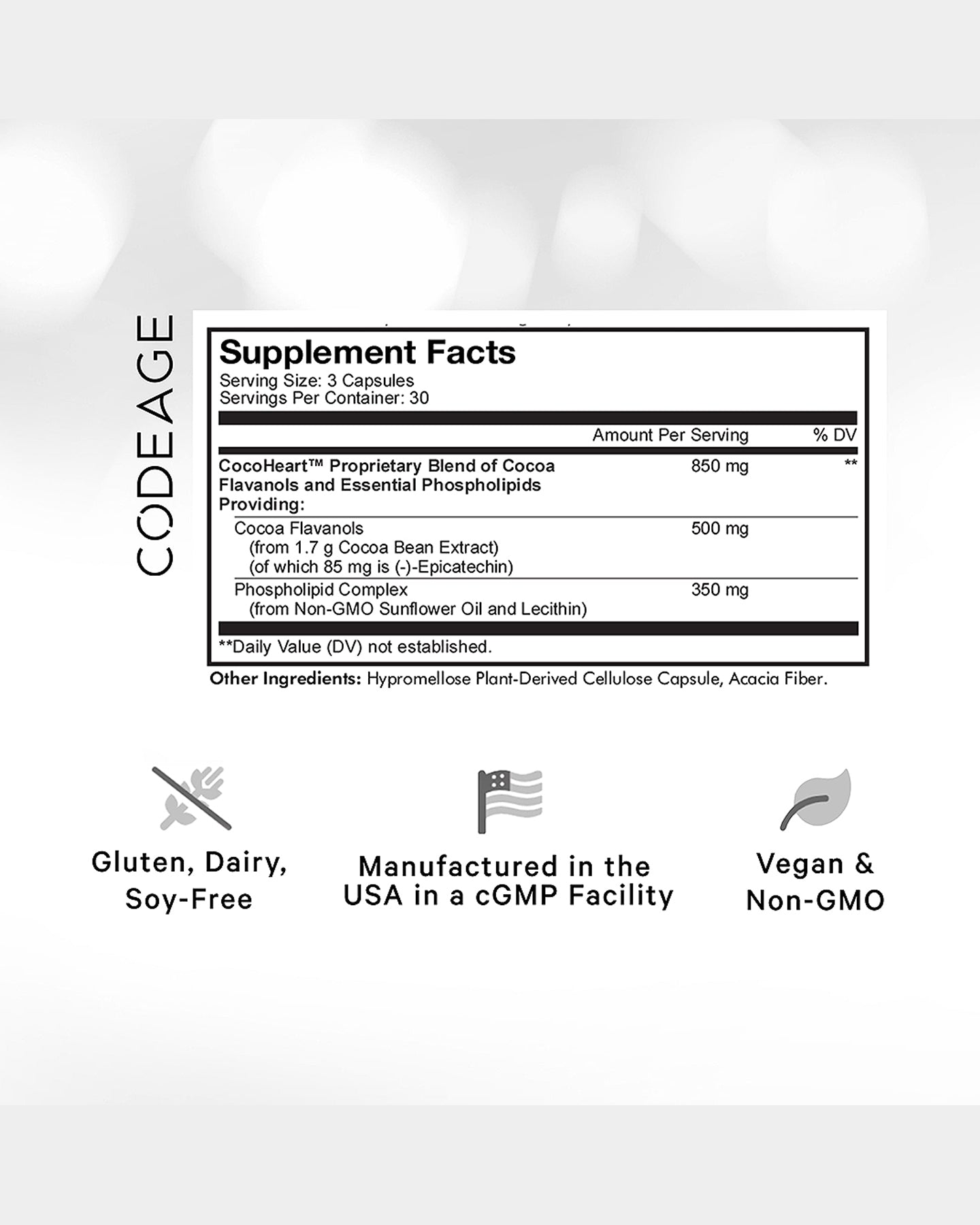 Codeage Liposomal Cocoa Flavanols Supplement with Antioxidants - Supports Heart Health & Circulation - Perfect for Daily Wellness & Active Lifestyles
