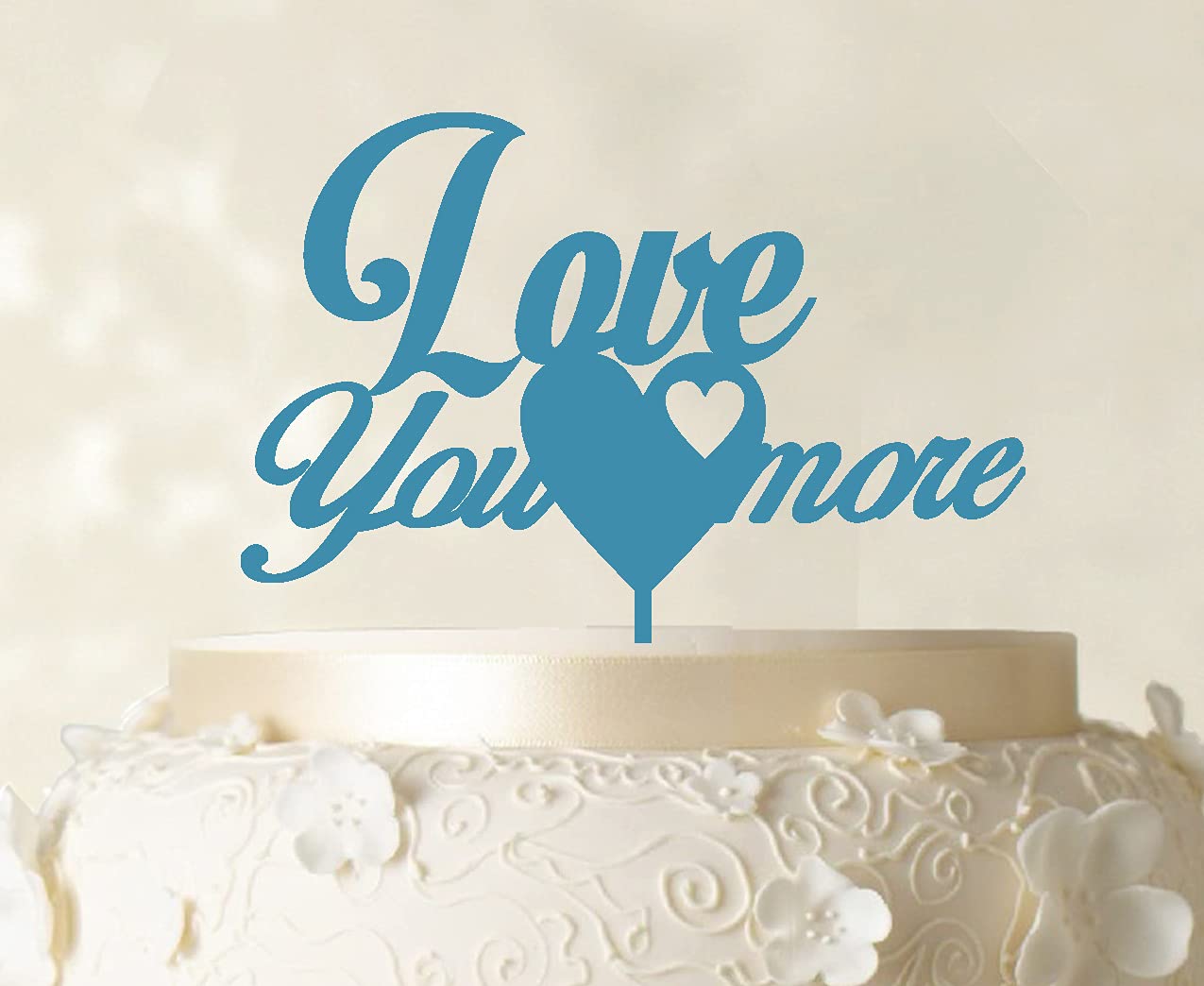 Printtoo Love You More Cake Topper - Heart-Shaped Wedding Cake Decoration for Anniversary, Birthday & Romantic Celebrations
