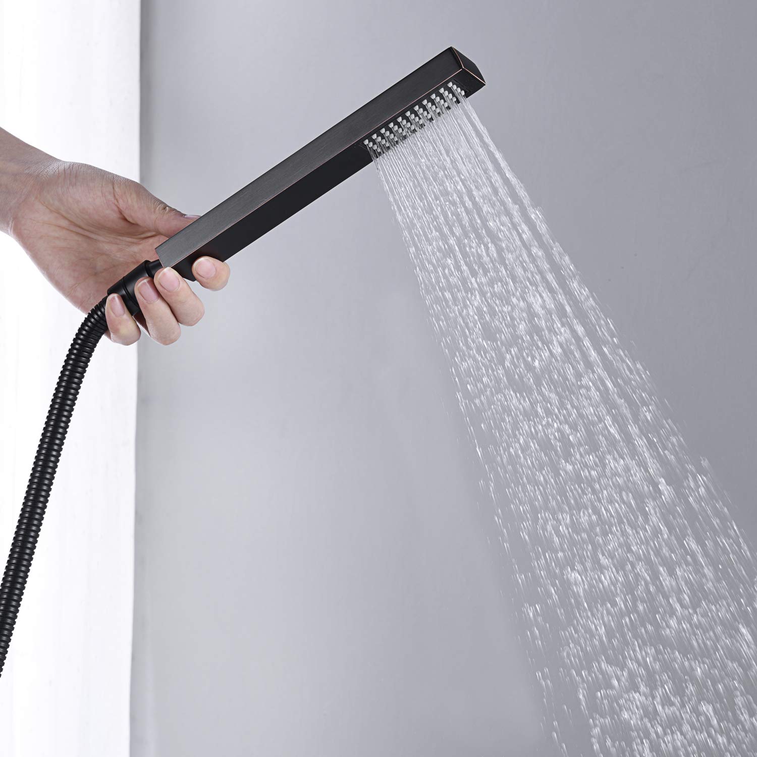Freestanding Bathtub Faucet - Oil Rubbed Bronze Floor Mount Brass Tub Filler with Hand Shower - Single Handle Bathroom Faucet for Spa-Like Relaxation & Modern Bathroom Upgrade