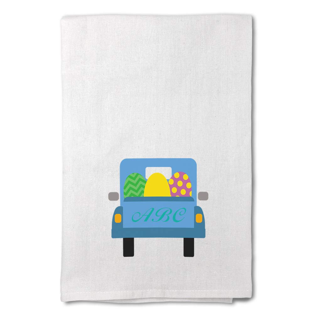 Personalized Monogram Easter Bunny Egg Print Flour Sack Kitchen Towels - Custom Decor Dish Cloths for Spring Cleaning & Holiday Baking Supplies | Perfect for Easter Decor, Kitchen Gifts & Home Styling