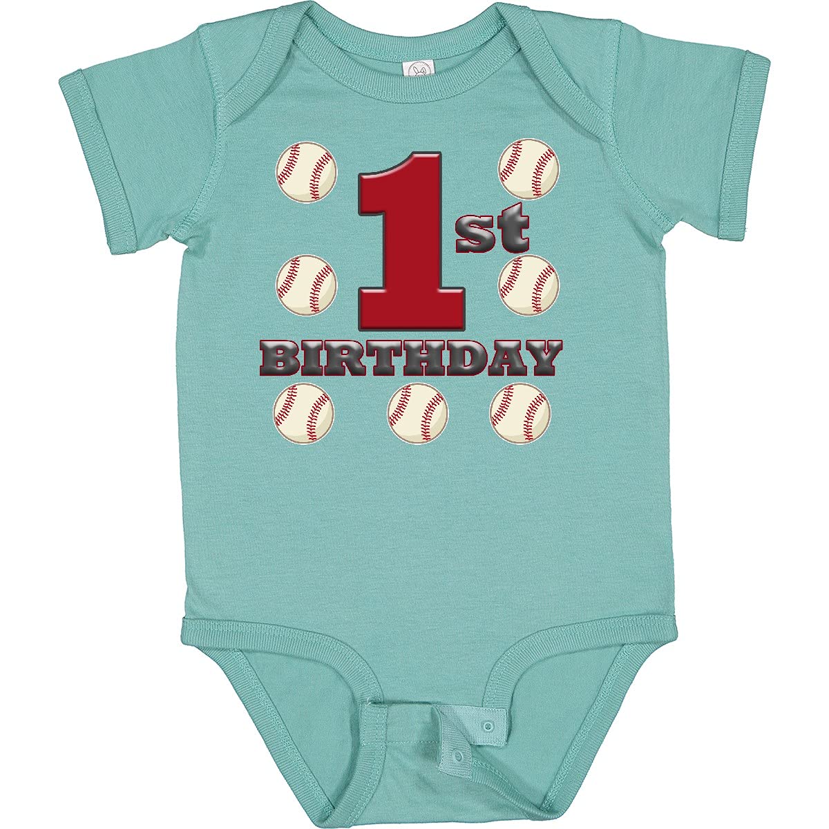 Inktastic First Birthday Baseball Baby Bodysuit - Cute Baseball Themed Onesie for 1 Year Old Boys & Girls - Perfect for Birthday Parties, Photo Shoots & Special Occasions