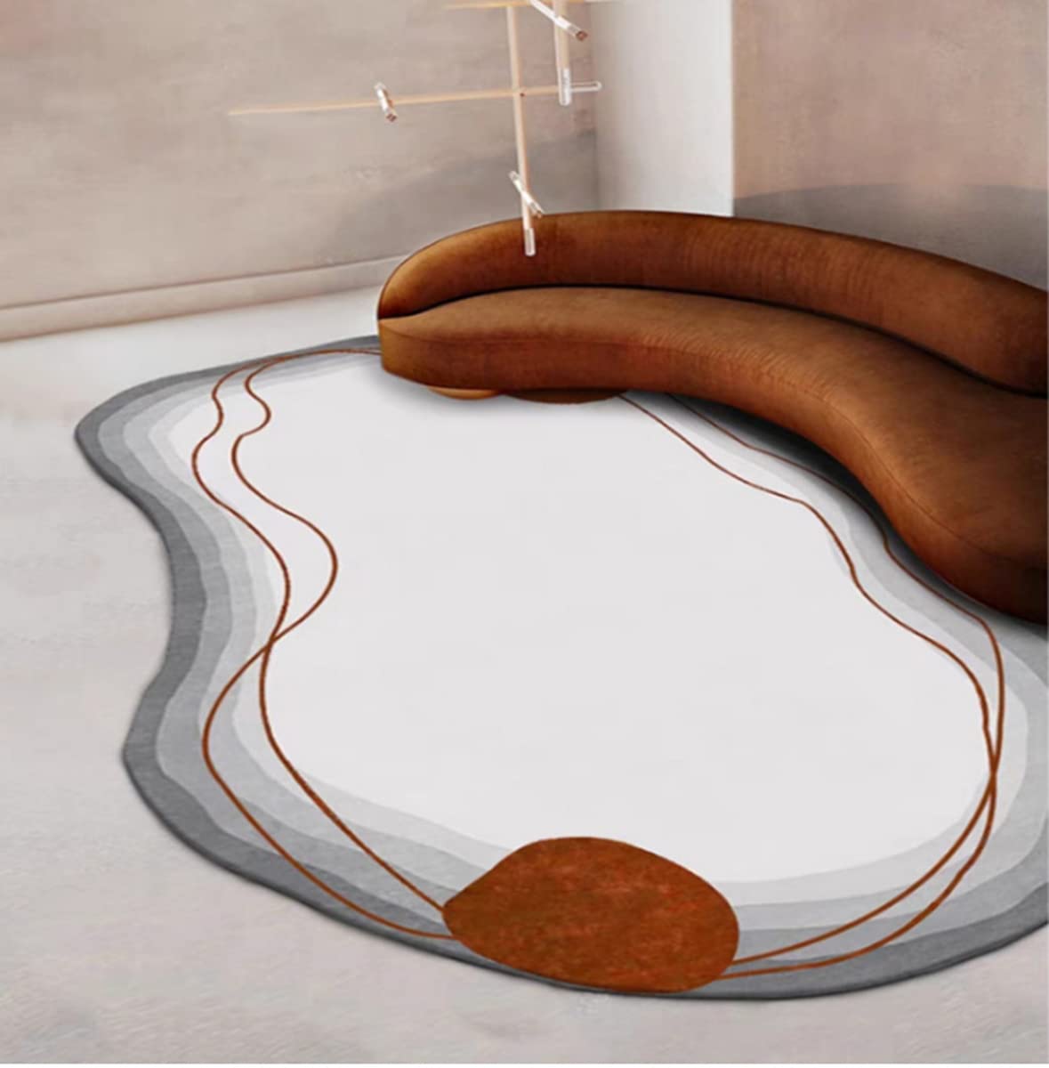 Soft High Pile Washable Oval Area Rug 6x8ft - Fuzzy Irregular Circle Carpet for Living Room, Bedroom, Dining Room & Laundry Room | Cozy Home Decor & Floor Protection