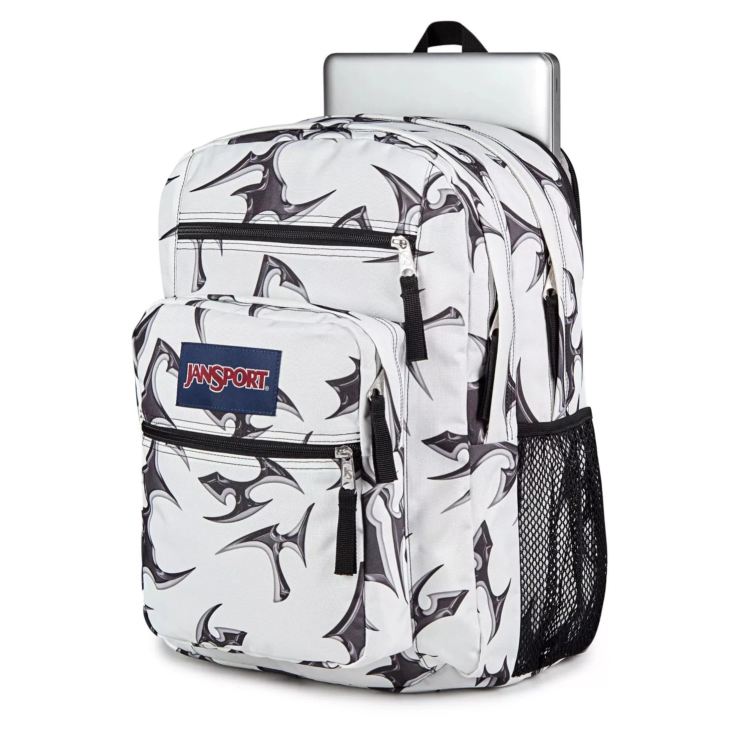JanSport Big Student Backpack - Lightweight Laptop Backpack for College, High School & Travel | Durable Water-Resistant Material | Cyber Silver White | Perfect for School, Work & Outdoor Adventures