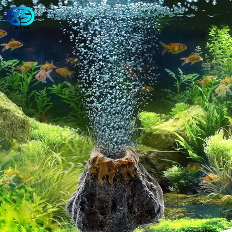 Toukeroum Fish Tank Volcano Decor with Air Bubble Stone - Underwater Aquarium Ornament for Oxygenation | Perfect for Tropical Fish Tanks, Betta Bowls & Aquatic Decorations