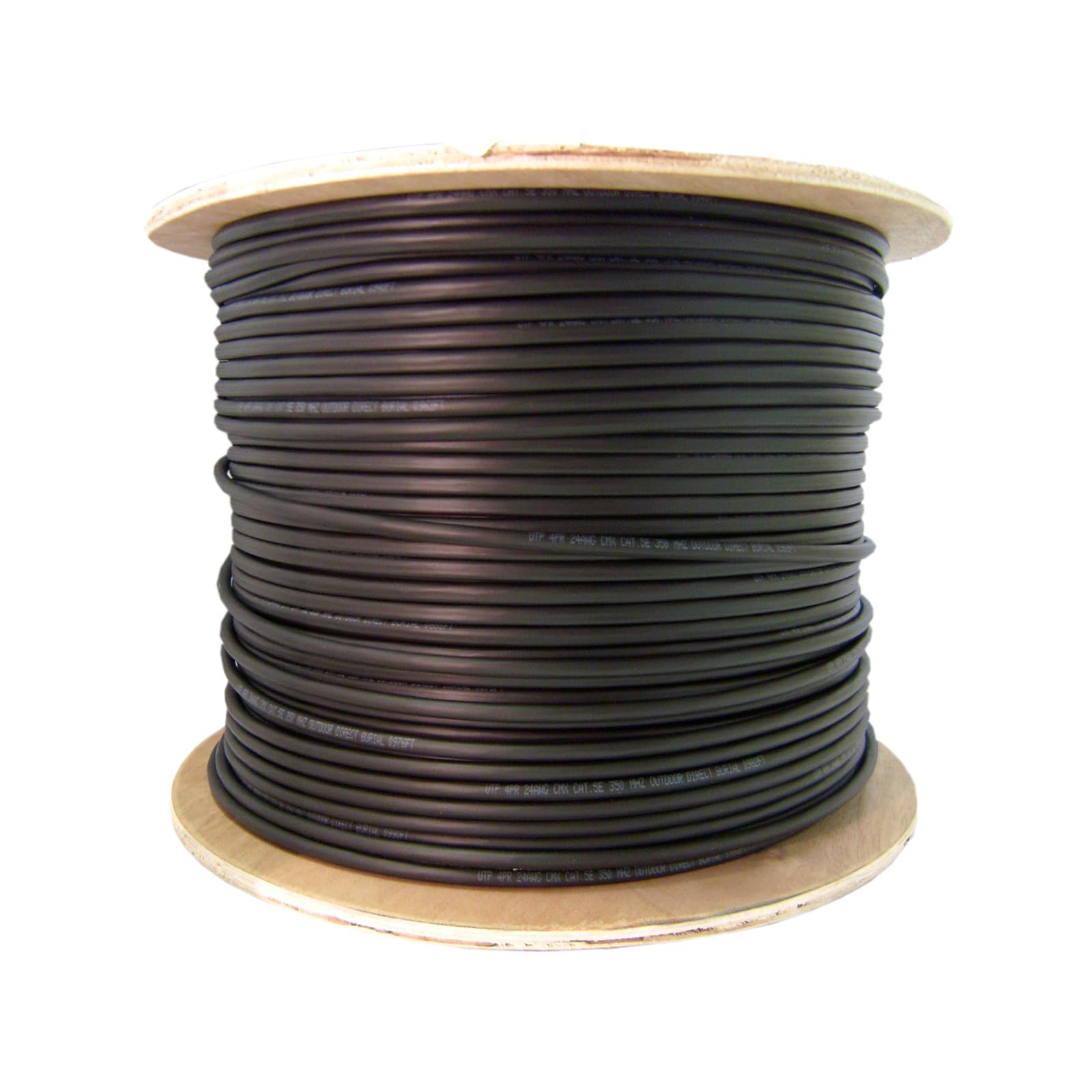 Direct Burial Outdoor Rated Cat6 Black Ethernet Cable - Solid CMX Waterproof Tape Spool (1000ft) for Underground & Outdoor Networking