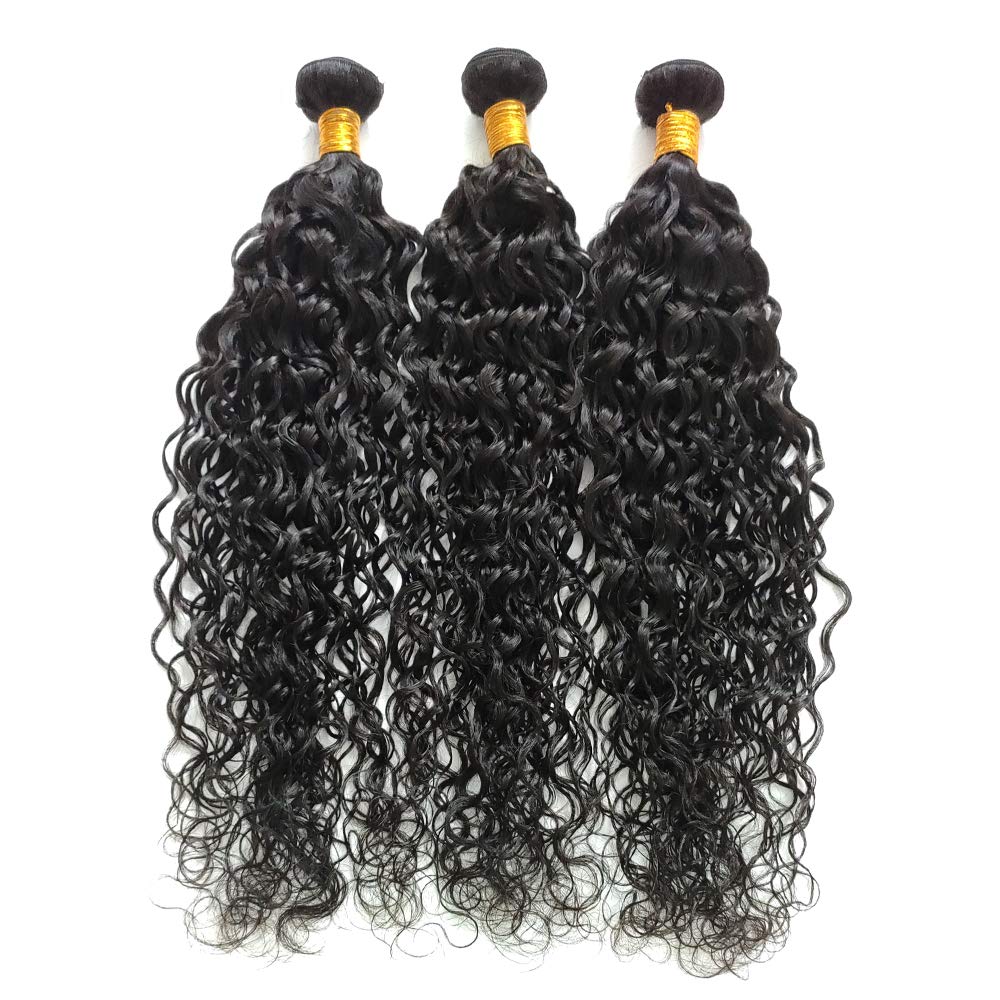 Brazilian Water Wave Human Hair Weaves - 3 Bundles 24 Inch Unprocessed Soft Hair Extensions for Black Women | Tangle-Free & Minimal Shedding | Perfect for Daily Styling, Parties & Special Occasions