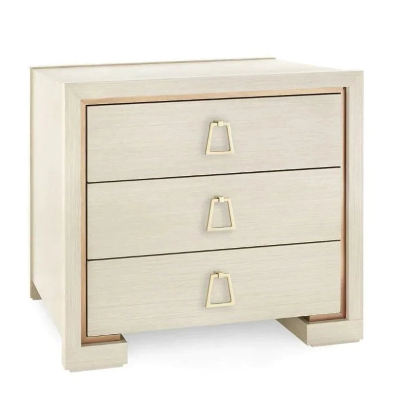 Blake 3-Drawer Side Table in Blanched Oak - Customizable Pull Handles | Nightstand, Bedroom End Table, Living Room Accent Furniture