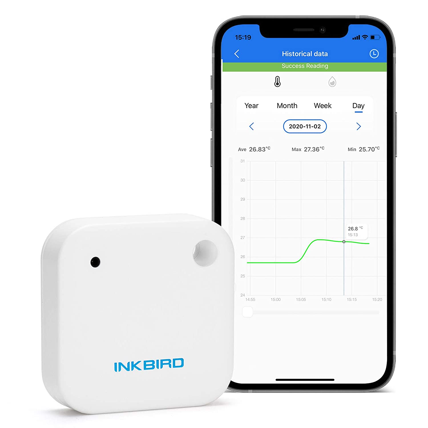 Wireless Bluetooth Temperature and Humidity Sensor IBS TH2 - Smart Home Monitoring for Indoor/Outdoor Use, Greenhouse, Baby Room & Pet Habitat
