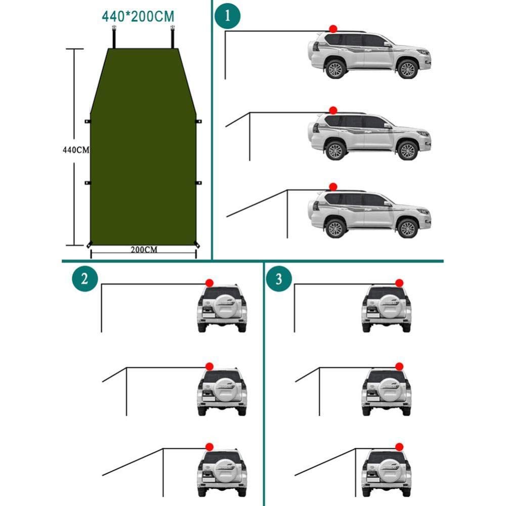 **Waterproof Portable Car Roof Top Tent 440x200cm - Heavy Duty Rooftop Camping Tent with Rain Canopy & Sunroof for Outdoor Adventures, Road Trips & Overlanding**