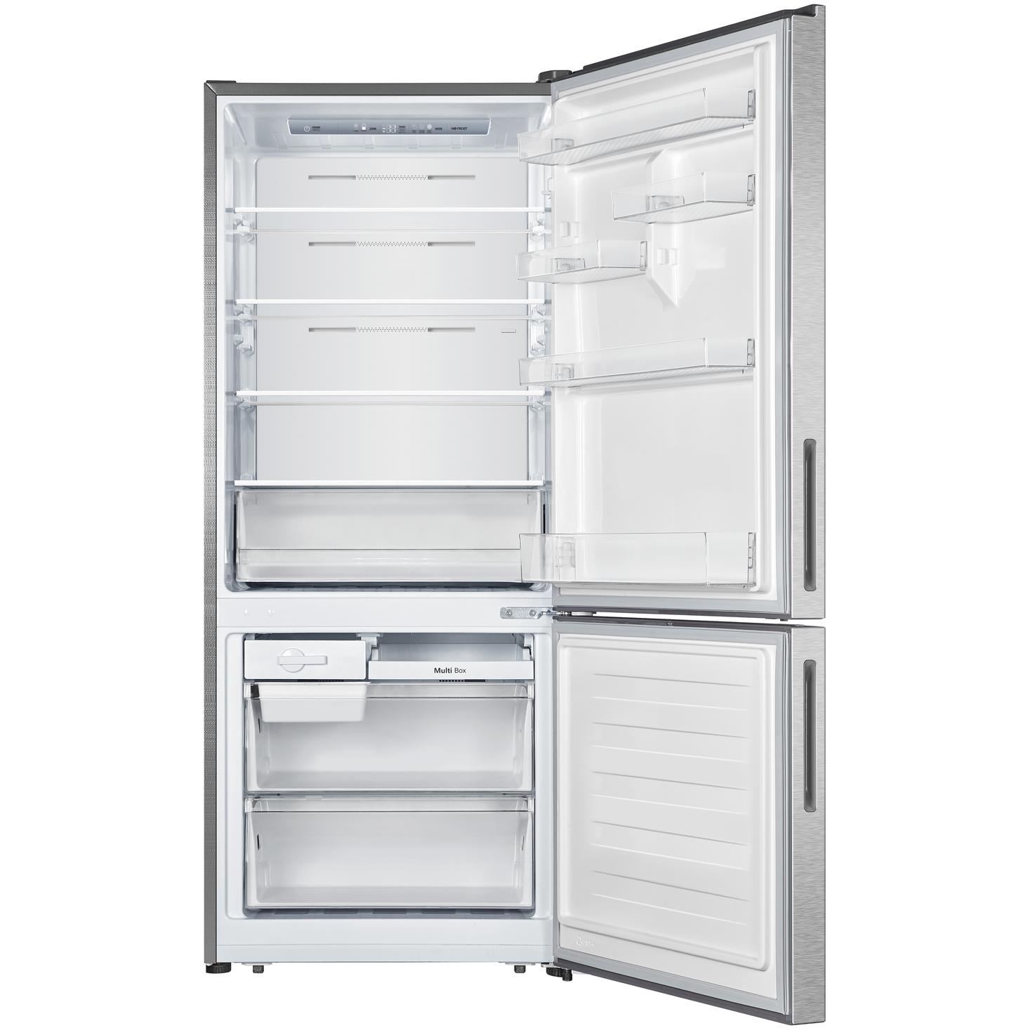 AVIVA 27.6 Inch Counter Depth Bottom Freezer Refrigerator - 14.8 cu.ft Energy Efficient Stainless Steel French Door Fridge for Kitchen, Home, Office & Apartment Use