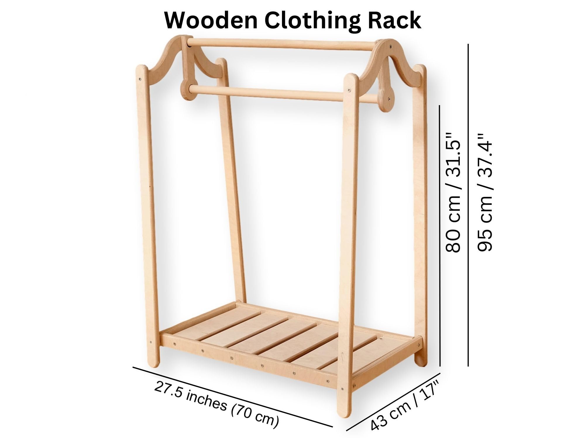 Montessori Kids Clothing Rack & Wardrobe Set - Premium Wooden Toddler Wardrobe with Dress Up Station | Child Room Clothes Organizer & Storage Solution | Perfect for Preschool Playrooms, Daycare Centers & Montessori Classrooms