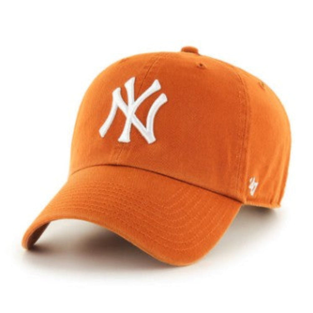 47 Brand New York Yankees Cleanup Adjustable Baseball Cap - Burnt Orange - Adjustable Snapback Hat for Men & Women - Perfect for Baseball Games, Outdoor Sports & Casual Wear