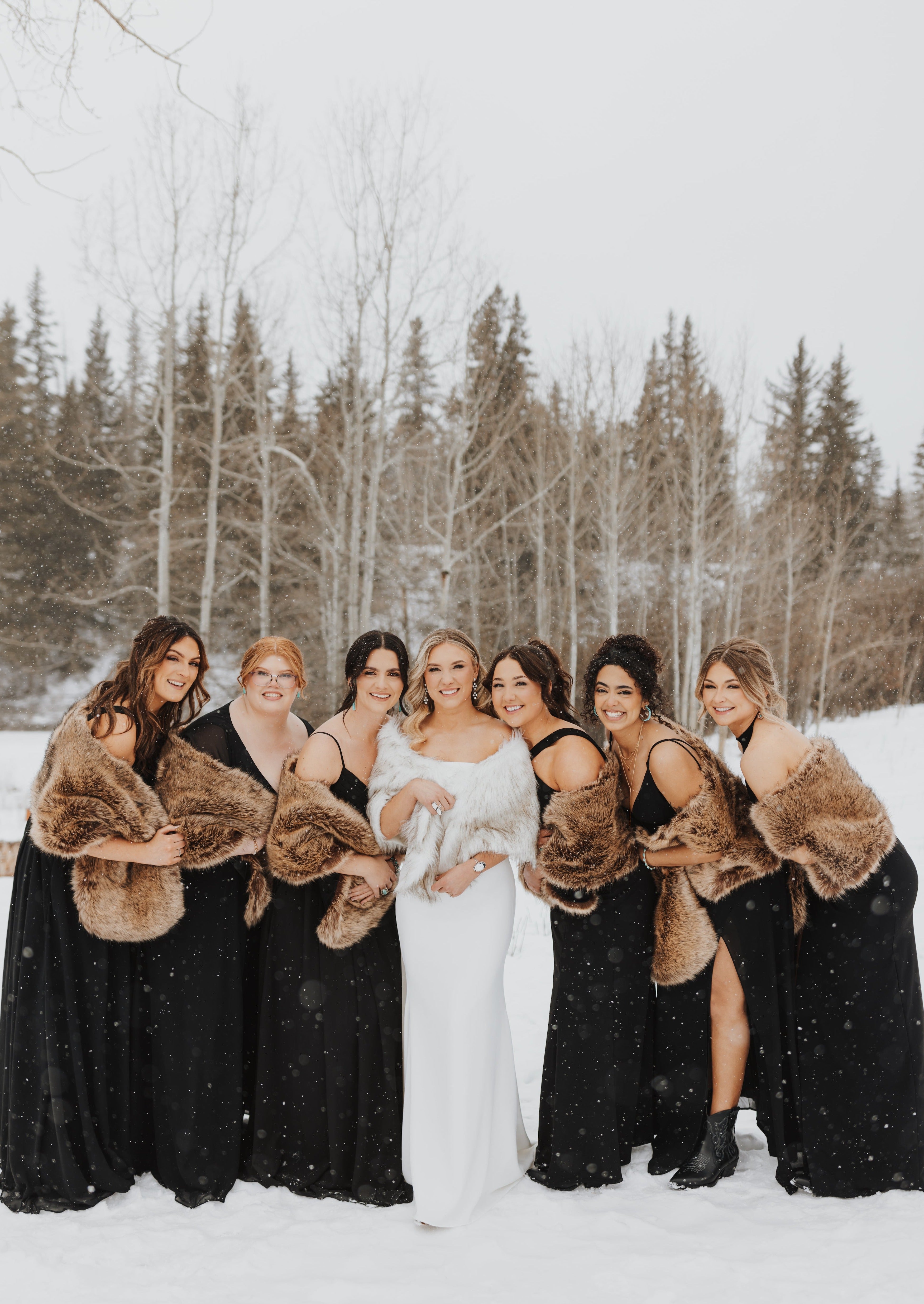 Luxury Brown Faux Fur Shawl Wrap - Soft Winter Scarf for Women (Lilian Brw03) | Elegant Evening Wear, Cold Weather Accessory, Wedding & Party Outfit Enhancer