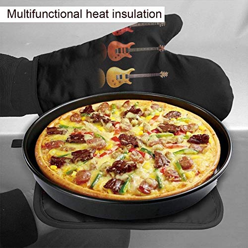 Colorful Heat-Resistant Guitar Oven Mitt & Pot Holder Set - Non-Slip Kitchen Gloves for Cooking, Baking, Grilling - Perfect for Music Lovers & Home Chefs