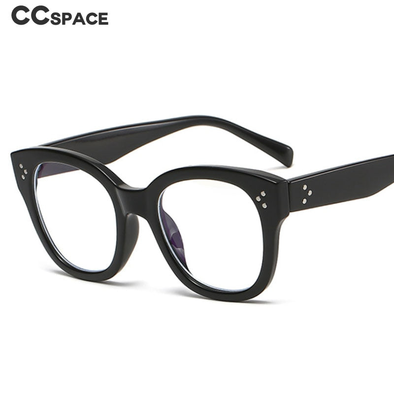 CCspace Unisex Full Rim Square Acetate Alloy Rivet Frame Eyeglasses 54152 - Stylish Retro Glasses for Men & Women - Perfect for Reading, Fashion & Daily Wear