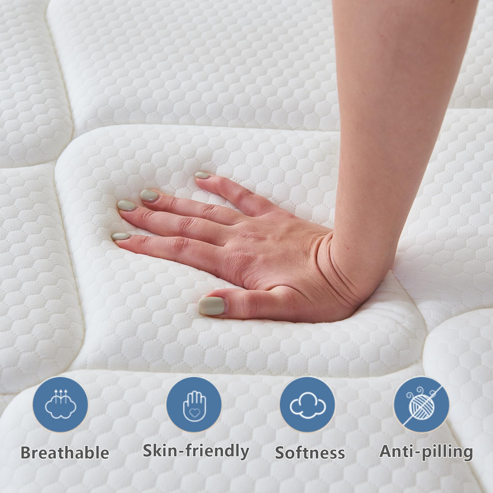 12 Inch Queen Size Mattress with Pocket Springs & Memory Foam - Medium Firm Support, Pressure Relief & Motion Isolation - CertiPUR-US Certified Grey Mattress in a Box - Perfect for Back Sleepers, Couples & Guest Rooms