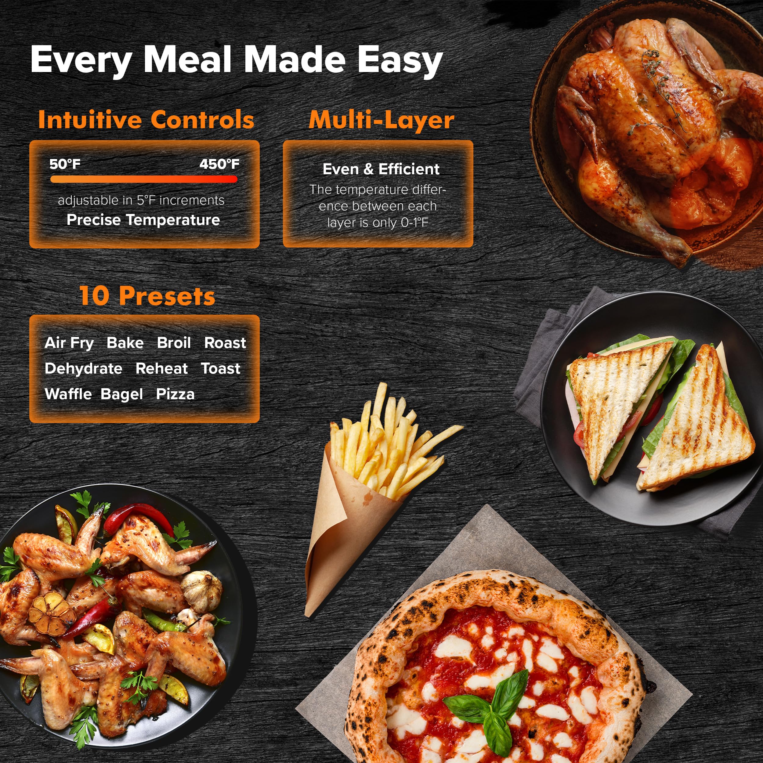 Nuwave Bravo Pro Smart 21QT Air Fryer Toaster Oven Combo - 10-in-1 Convection Countertop Oven with Even & Quick Crisp Technology, 1800W, 50-450°F, Stainless Steel - Perfect for Baking, Roasting, Air Frying, and Family Meals