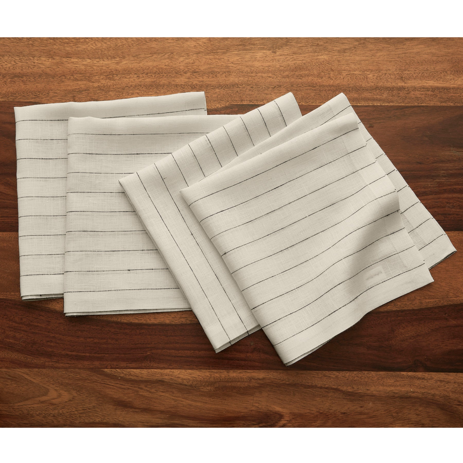 Elegant Black & White Pinstripe Napkins - Premium Cotton Linen for Formal Dining, Weddings & Dinner Parties - Set of 12