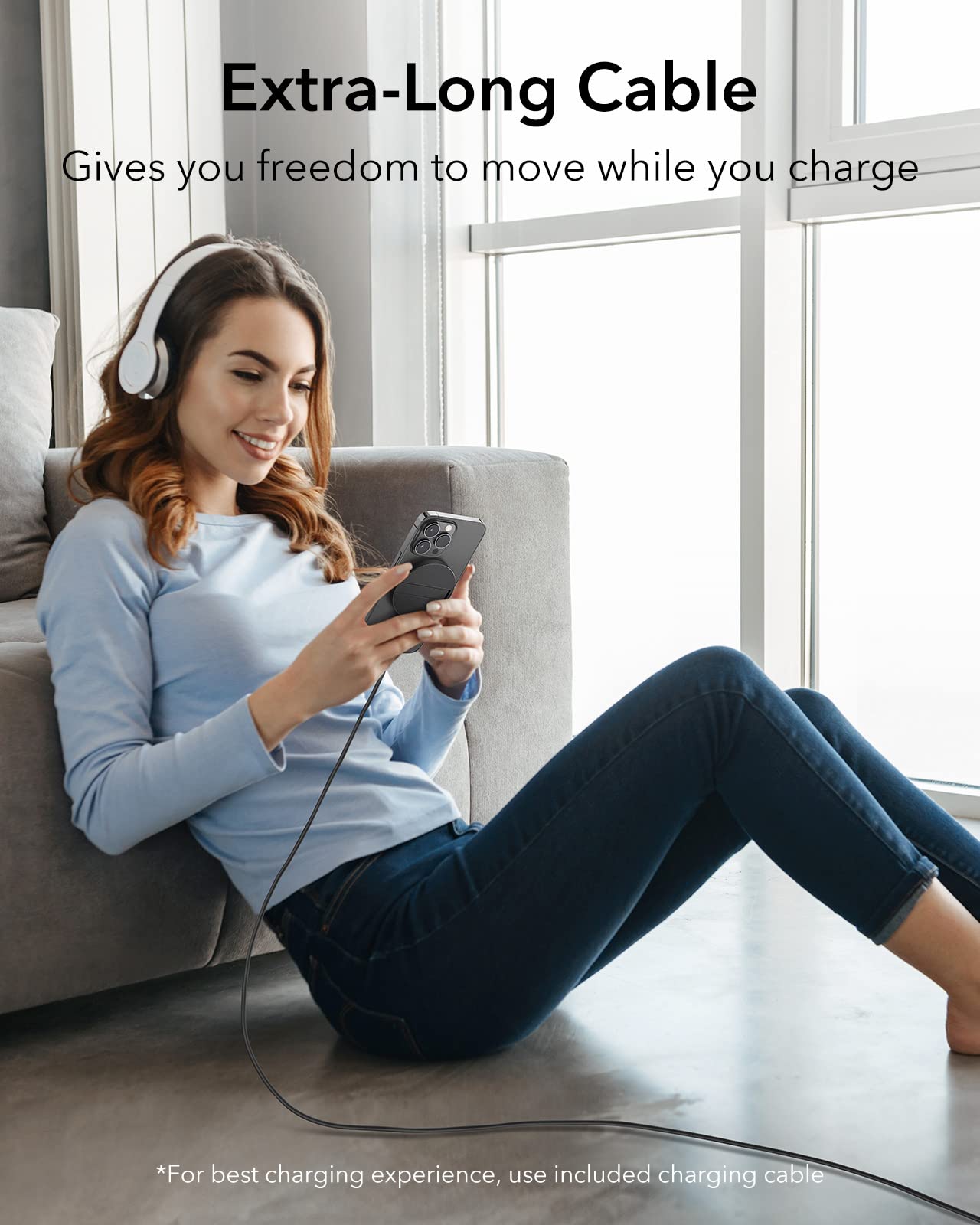 ESR HaloLock Magnetic Wireless Charger Stand - 15W Fast Charging for iPhone 16/15/14/13/12 & AirPods 4 | Adjustable Stand with 5ft Cable | Perfect for Nightstand, Desk, Car & Office | Fast Wireless Charging Solution for Home, Travel, Work & Gaming | Compatible with iPhone Accessories | Ideal for Bedside, Office Desk, Car Dashboard & On-The-Go Charging