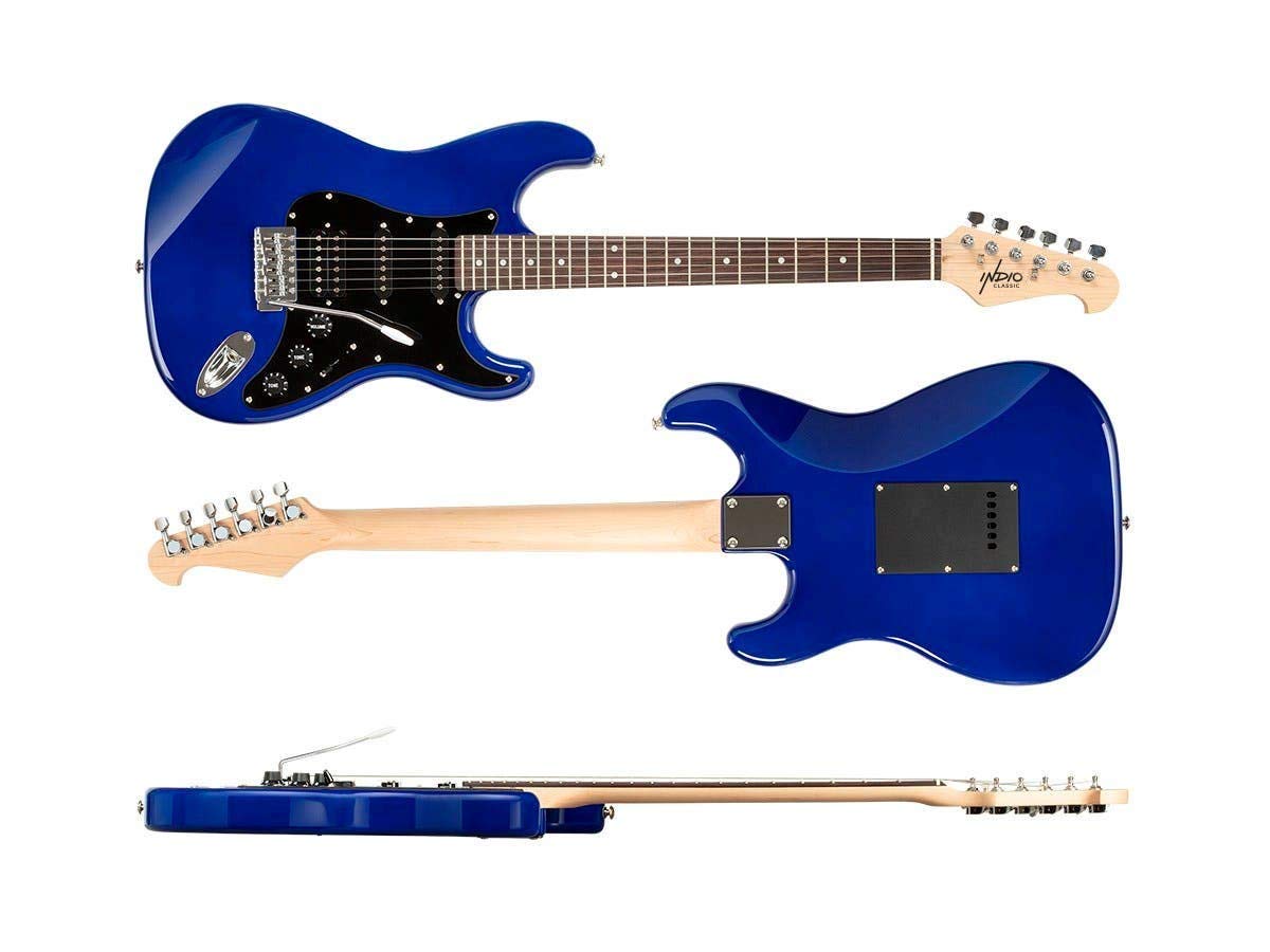 Monoprice Indo Series 6-String Electric Guitar with Basswood Body - Ambidextrous Design in Blue (610374) - Perfect for Beginners, Live Performances & Studio Recording
