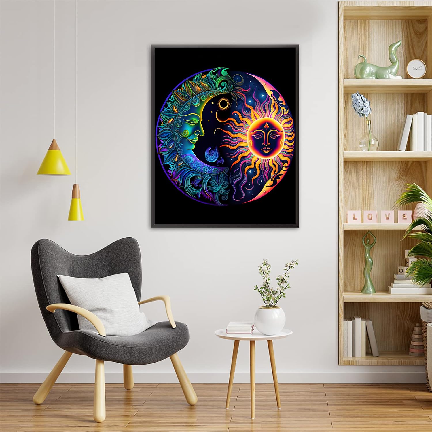 Moon and Sun Paint by Number Kit for Adults - Beginner Friendly DIY Painting Set with 16x20 Inch Canvas - Perfect for Home Wall Decor, Relaxation & Creative Gift Ideas