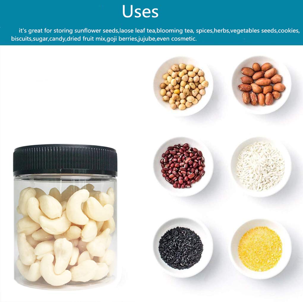 24-Pack 8oz Clear Plastic Jars with Airtight Lids - Food Storage Containers for Dry Food, Peanut Butter, Honey Jam | Cosmetic & Cream Jars | Bathroom & Pantry Organization (BPA-Free, Leakproof) - Perfect for Meal Prep, Spice Storage & DIY Beauty Products
