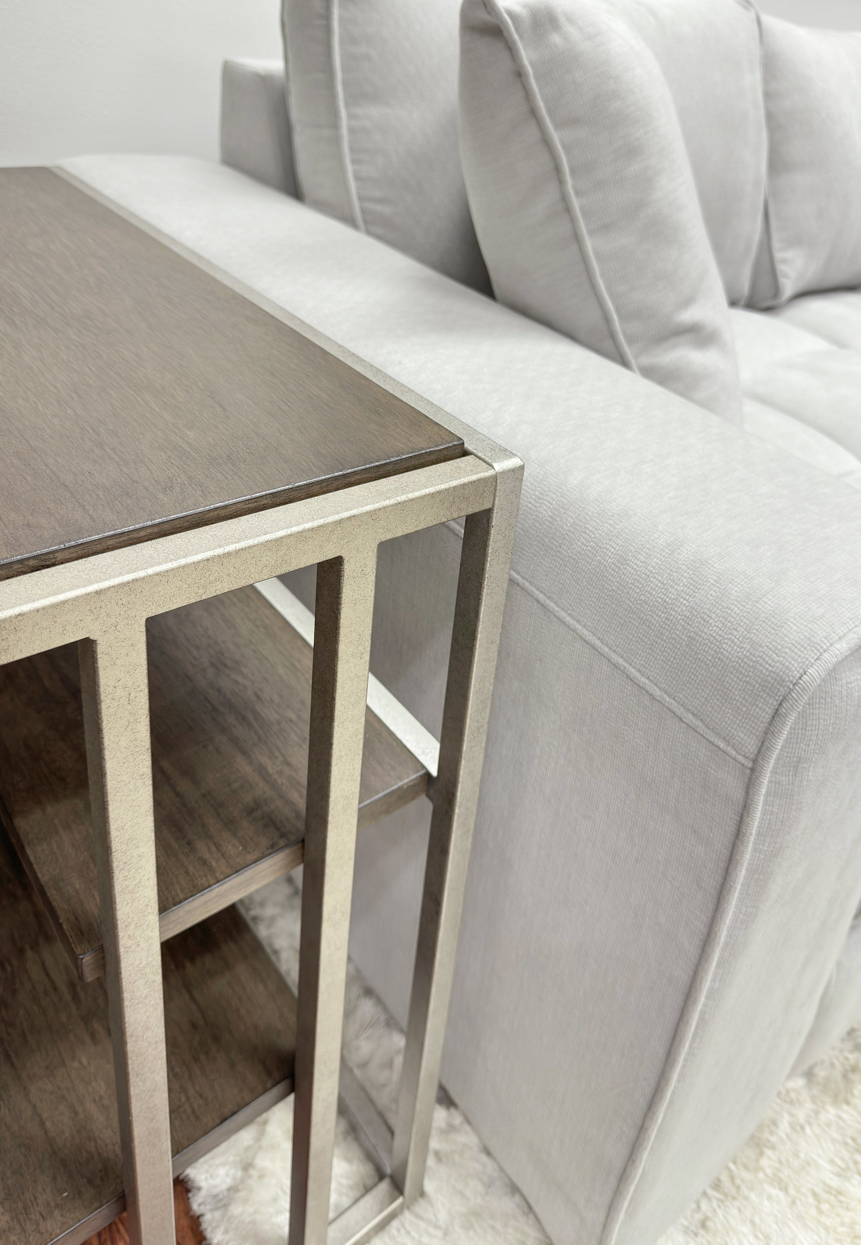 Roundhill Furniture Padena Metal Frame Wood Living Room Side Table with Shelf - Stylish End Table for Sofa, Bedroom, or Office Use