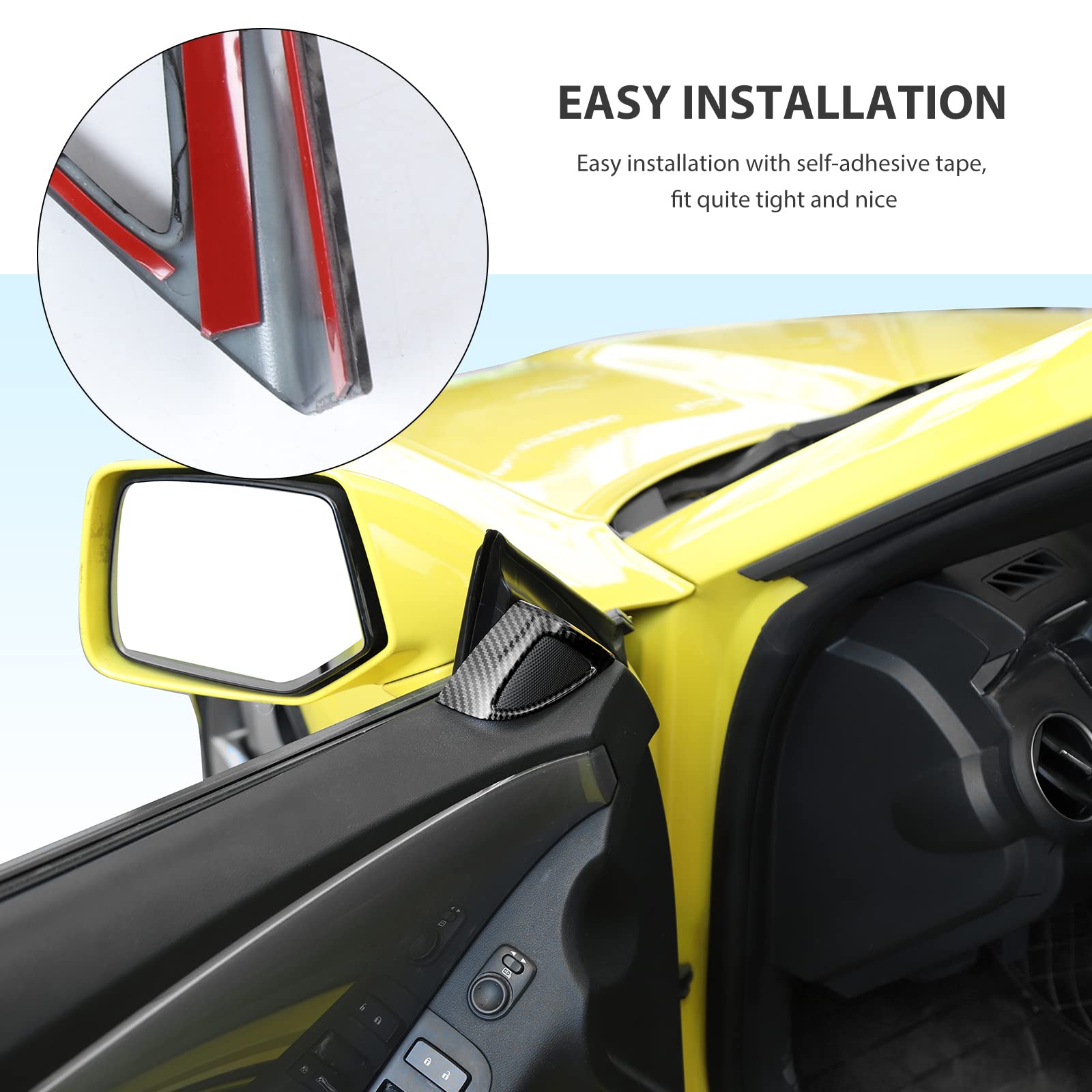 RT-TCZ A Pillar Speaker Trim Cover Sticker | Carbon Fiber Grain Interior Decoration Accessories for 2010-2015 Chevrolet Camaro | Upgrade Car Aesthetics & Protect Speaker Area