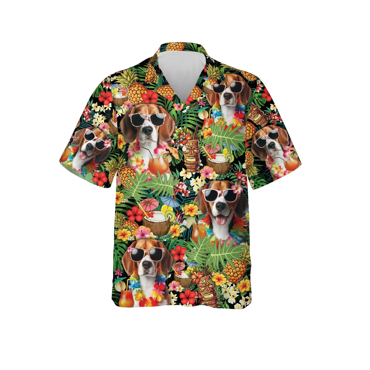 Stylish Tropical Dog Hawaiian Shirts for Men - Breathable Short Sleeve Button Down Shirts with Fun Dog Prints - Perfect for Beach Vacations, Summer Parties & Casual Outings