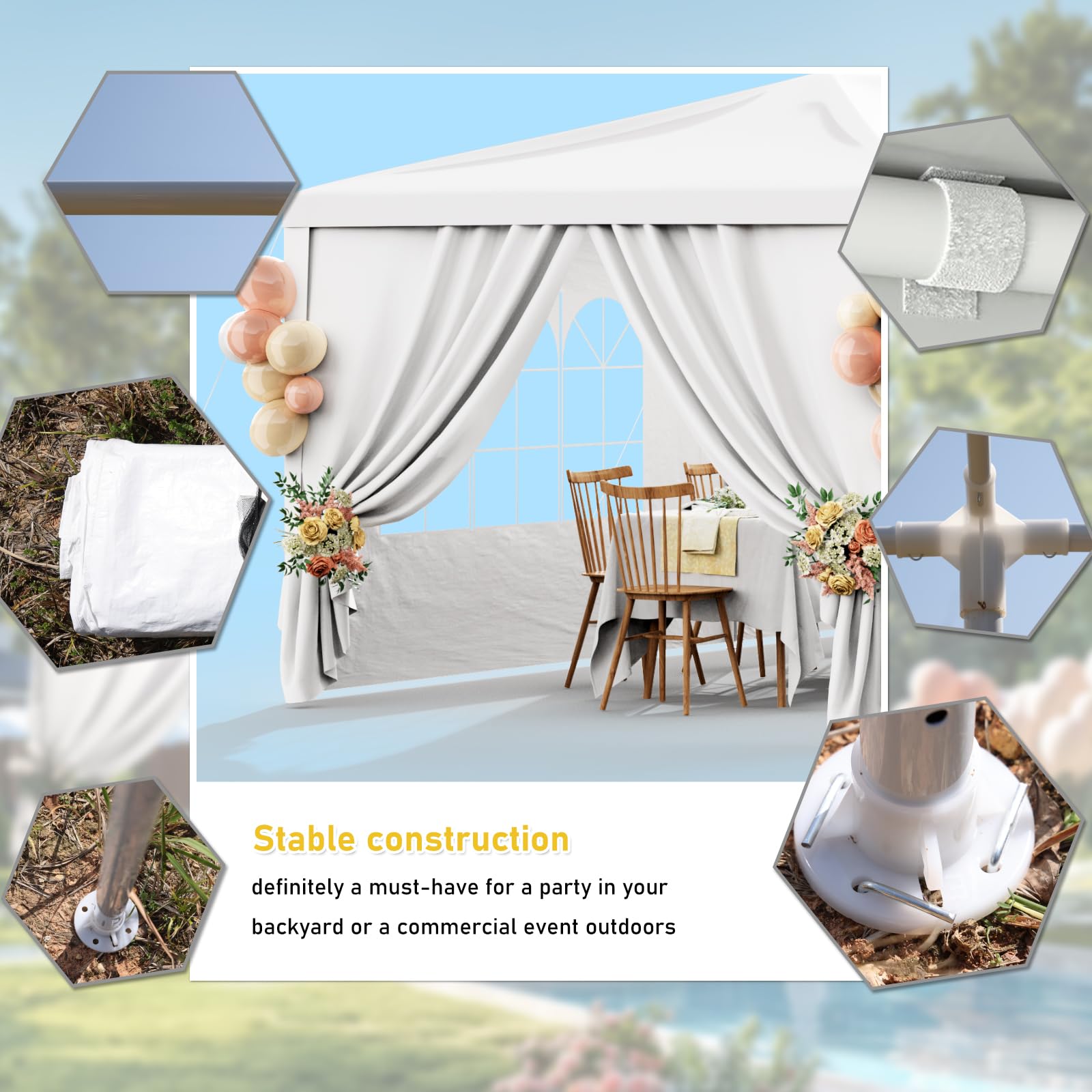 10x30 White Outdoor Party Tent with 8 Removable Sidewalls - Waterproof Gazebo Canopy for Weddings, Birthdays, Garden Parties, BBQ & Camping - Perfect for Backyard, Patio & Outdoor Events