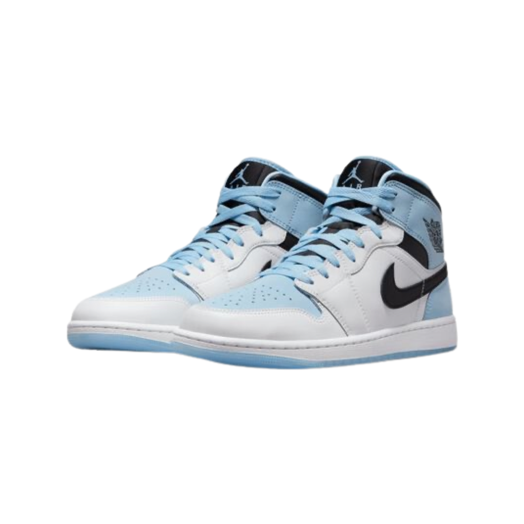 Air Jordan 1 Mid Reverse Ice Blue Black White Men's Basketball Shoes - Casual Sneakers for Streetwear & Sports