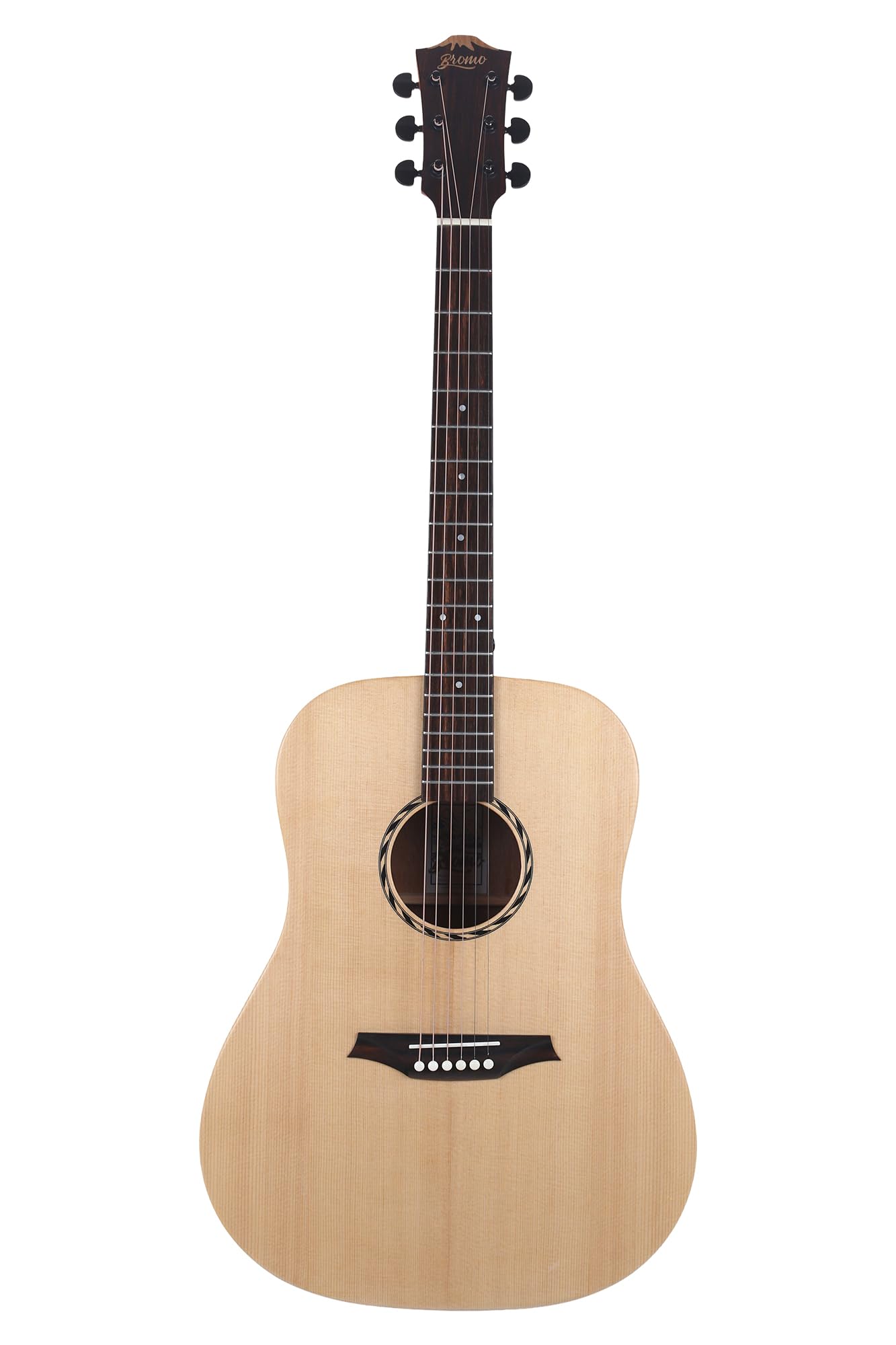 Bromo BAT 1N SG Solid Top Dreadnought Acoustic Guitar - Professional Quality for Beginners & Performers - Perfect for Camping, Concerts & Home Practice