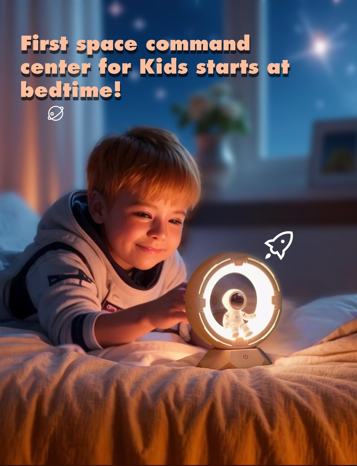 Rechargeable Astronaut Space Night Light for Kids - 9-Level Dimmable Warm & Cool LED Nightlight, Touch Control for Nursery, Bedroom, Living Room & Desk | Perfect for Bedtime, Reading & Night Feedings