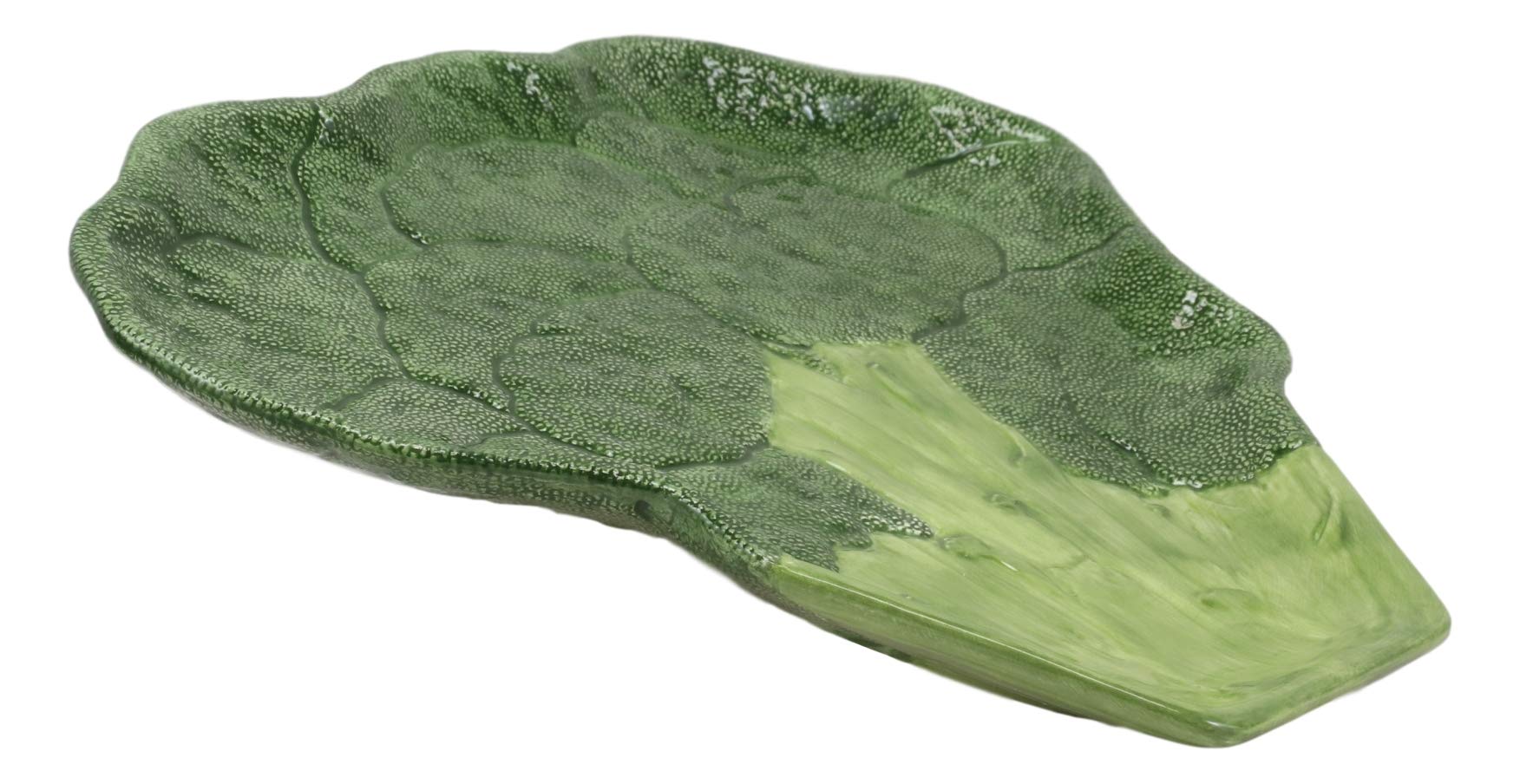 Ebros Gourmet 6-Piece Ceramic Broccoli Steak Serving Plates Set – Perfect for Fruits, Salads, Desserts, Appetizers, Lunch & Dinner Entrees | Ideal for Restaurants, Dinner Parties & Holiday Gatherings