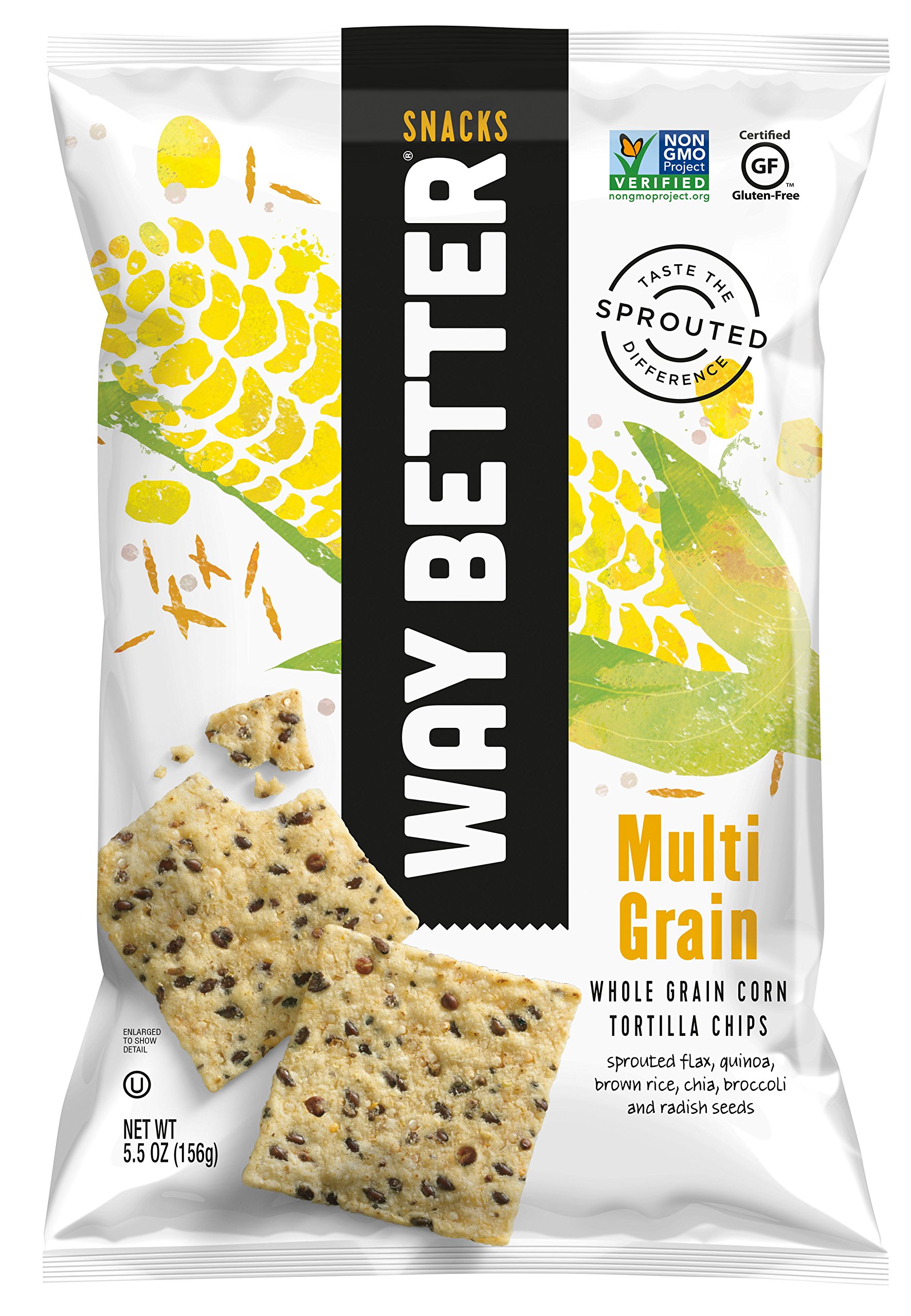 Way Better Snacks Multi Grain Tortilla Chips - Healthy Gluten Free Snack - 5.5 oz Pack - Perfect for Parties, Movie Nights & Healthy On-the-Go Snacking