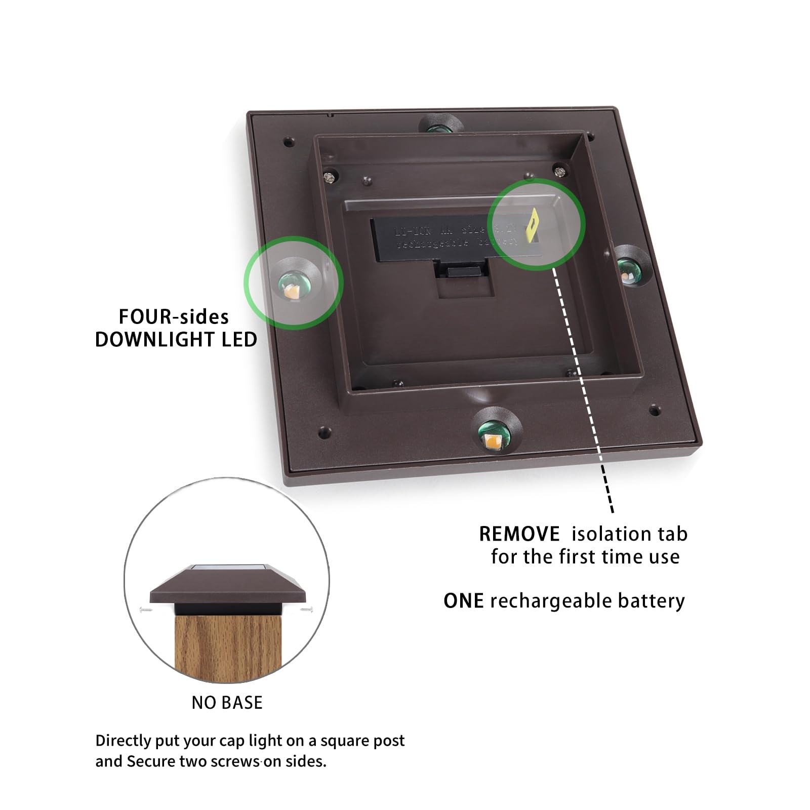 Kemeco 12 Pack Black Solar Post Cap Lights for 4x4 Wood Posts - Waterproof Outdoor LED Fence Lights with Warm White Lighting - Solar Powered Deck & Stair Post Lights (3.7x3.7 Inches) - Perfect for Garden, Patio, Pathway, and Backyard Fence Lighting
