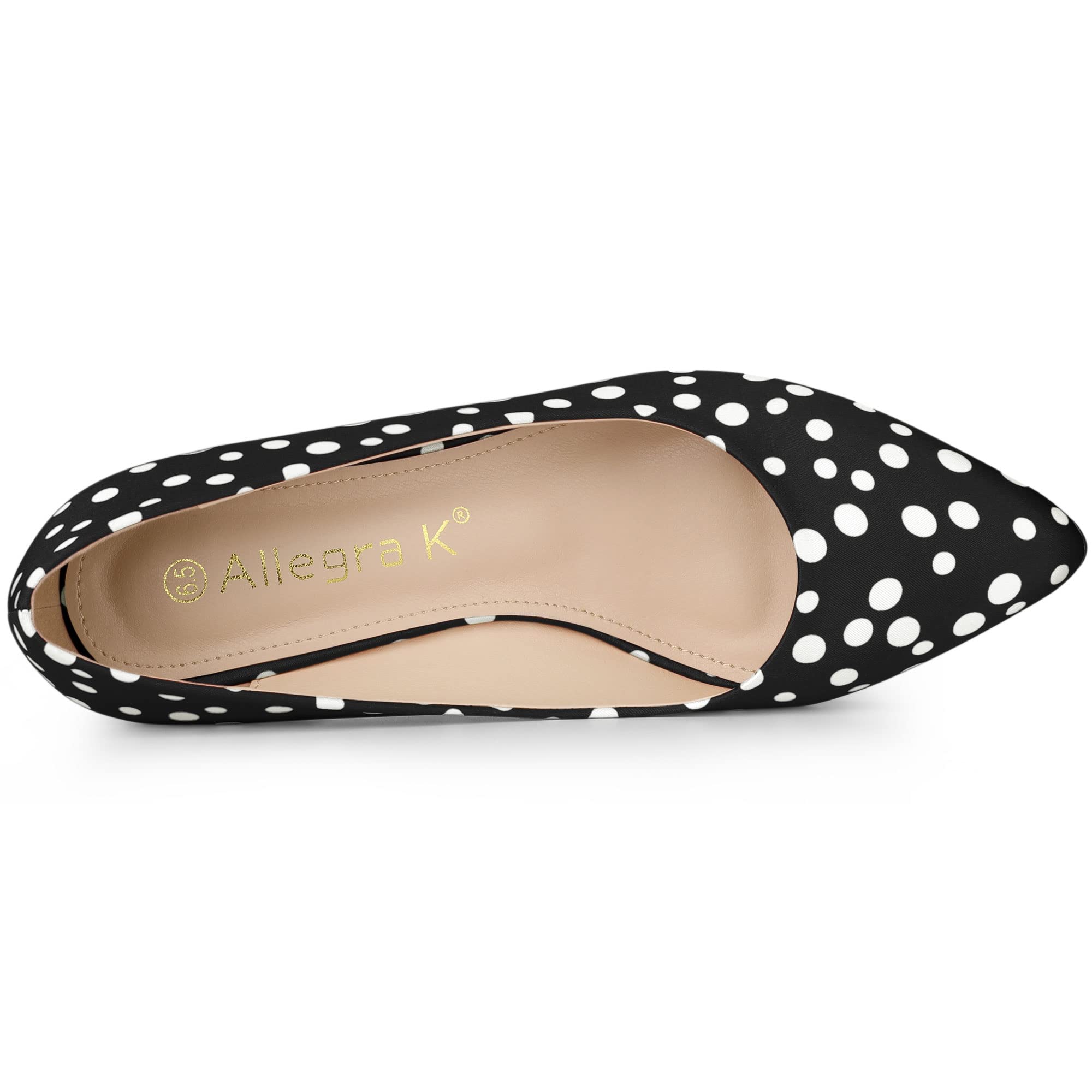 Allegra K Women's Pointed Toe Polka Dot Kitten Heel Pumps - Comfortable Low Heel Dress Shoes for Office, Party & Wedding Occasions