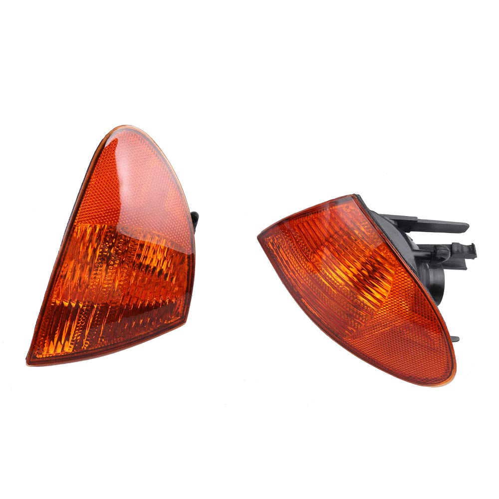 BMW 3 Series E46 (1999-2001) Sedan Front Parking Signal Indicator Corner Marker Light Lamps - Amber Pair (Part #63136902766, 63136902765) - Perfect for Night Driving & Enhanced Vehicle Visibility