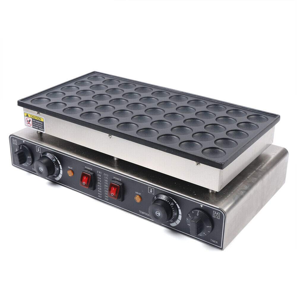 Electric Mini Pancake Maker Machine - 50Holes 1.8inch Commercial Dutch Pancake Maker 1700W Nonstick Poffertjes Machine with Adjustable Temperature 50-300°C (122-572°F) - Perfect for Restaurants, Snack Bars, Bakeries, Breakfast Cafes, and Home Kitchen Use