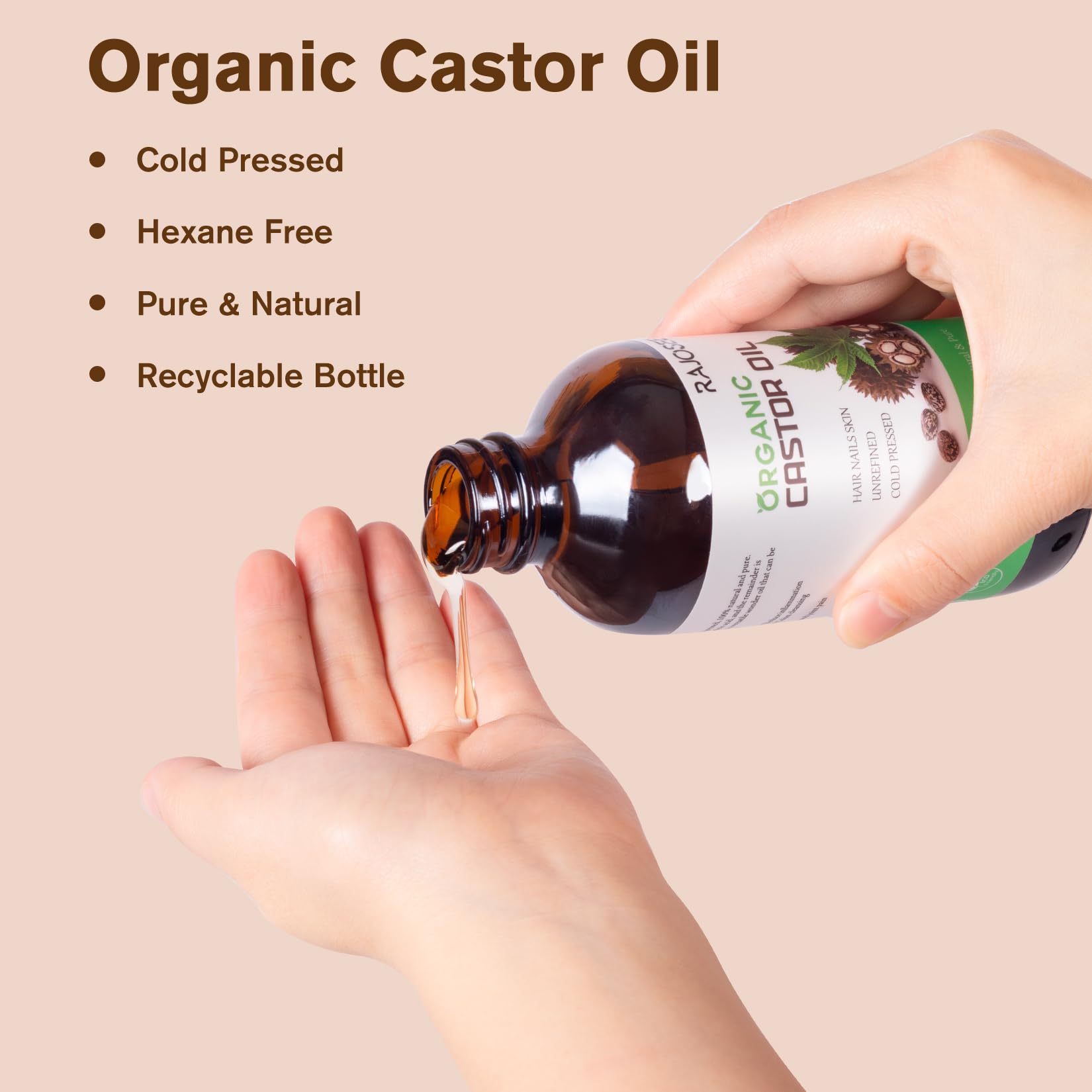 32Pcs Organic Cold Pressed Castor Oil Pack with 8oz Glass Bottle - Reusable Cotton Wrap for Waist, Back, Neck & Arm Pain Relief - Self-Adhesive for Easy Use - Perfect for Muscle Recovery & Relaxation