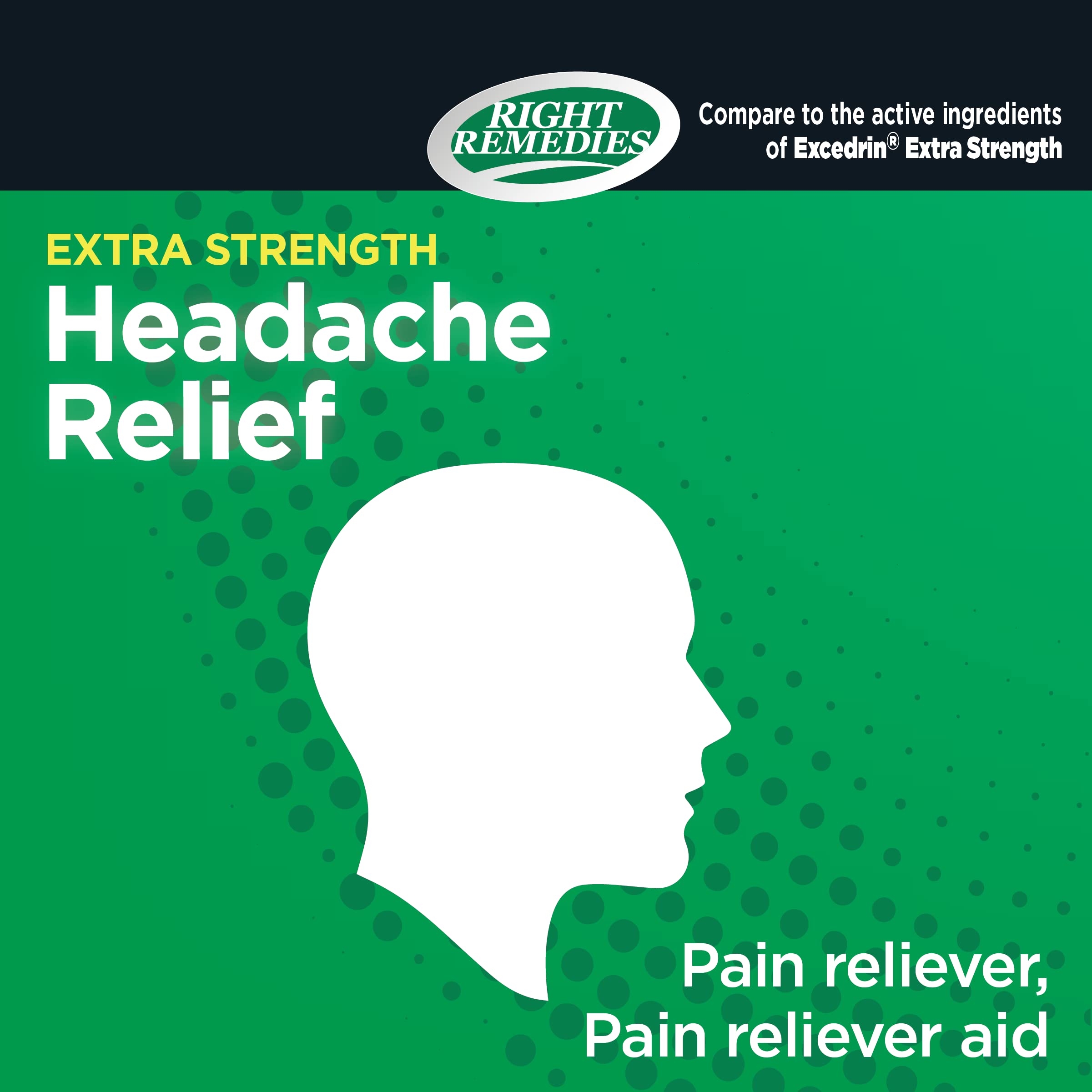 Right Remedies Extra Strength Headache Relief Caplets with Acetaminophen, Aspirin & Caffeine - 300 Count Value Pack for Migraine, Muscle Aches, Back Pain & Body Pain Relief - Fast-Acting Pain Reliever for Work, Travel & Daily Discomfort
