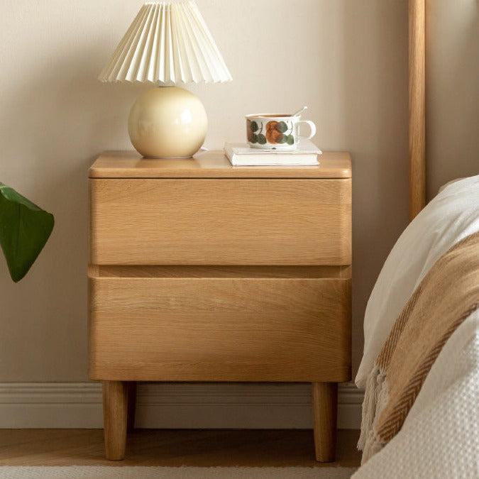 Solid Oak Wood Nightstand - Modern Bedside Table with Drawer for Bedroom, Living Room, or Guest Room - Durable & Stylish Home Furniture