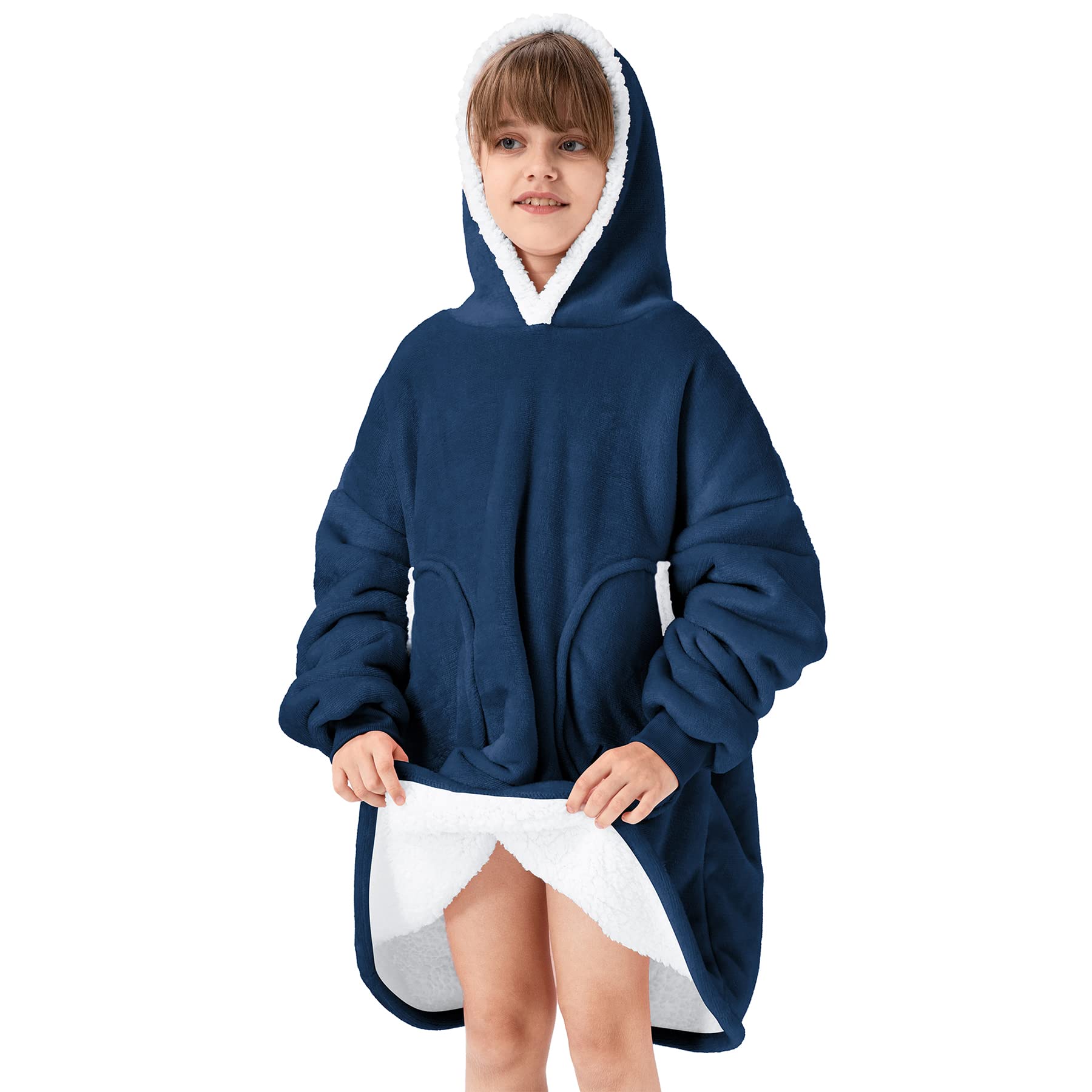 Zando Wearable Blanket Hoodie - Sherpa Fleece Oversized Sweatshirt for Kids & Adults | Cozy Gift for Movie Nights, Camping & Lounge Wear