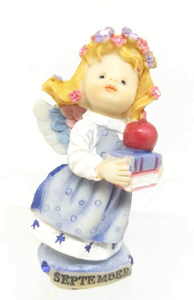 September Birthday Angel Figurine - 2.5 Inch Collectible Ceramic Statue for Home Decor, Gift & Celebration