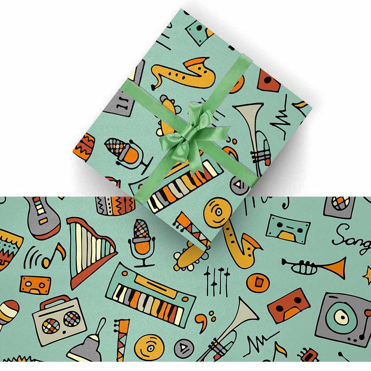 InterestPrint Cartoon Musical Instruments Wrapping Paper Roll - 2 Rolls for Birthday, Christmas, Gift Wrapping & All Occasions | Premium Holiday Decorative Paper